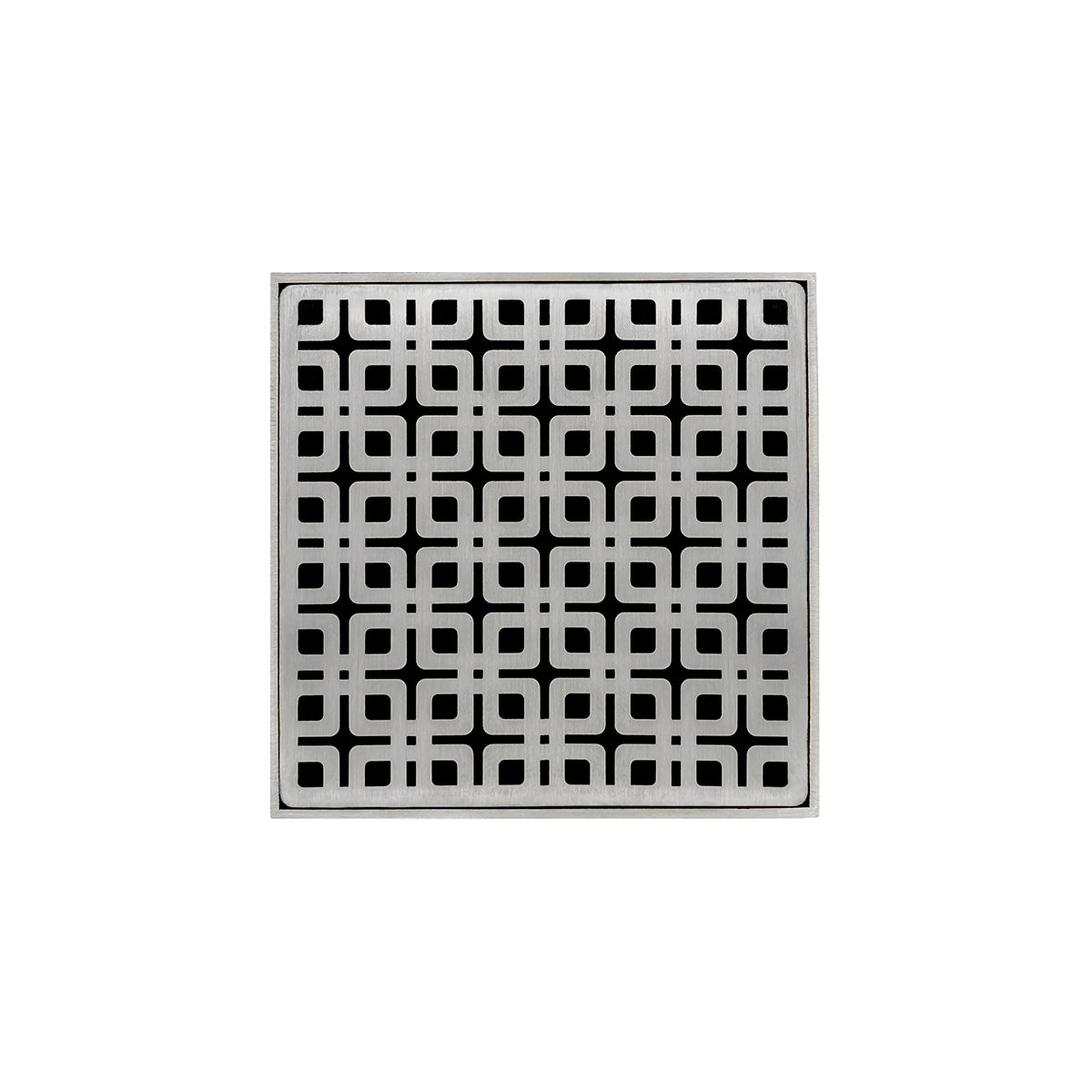 Infinity Drain 5" x 5" Strainer Premium Center Drain Kit with Link Pattern Decorative Plate and 2" Throat for KD 5