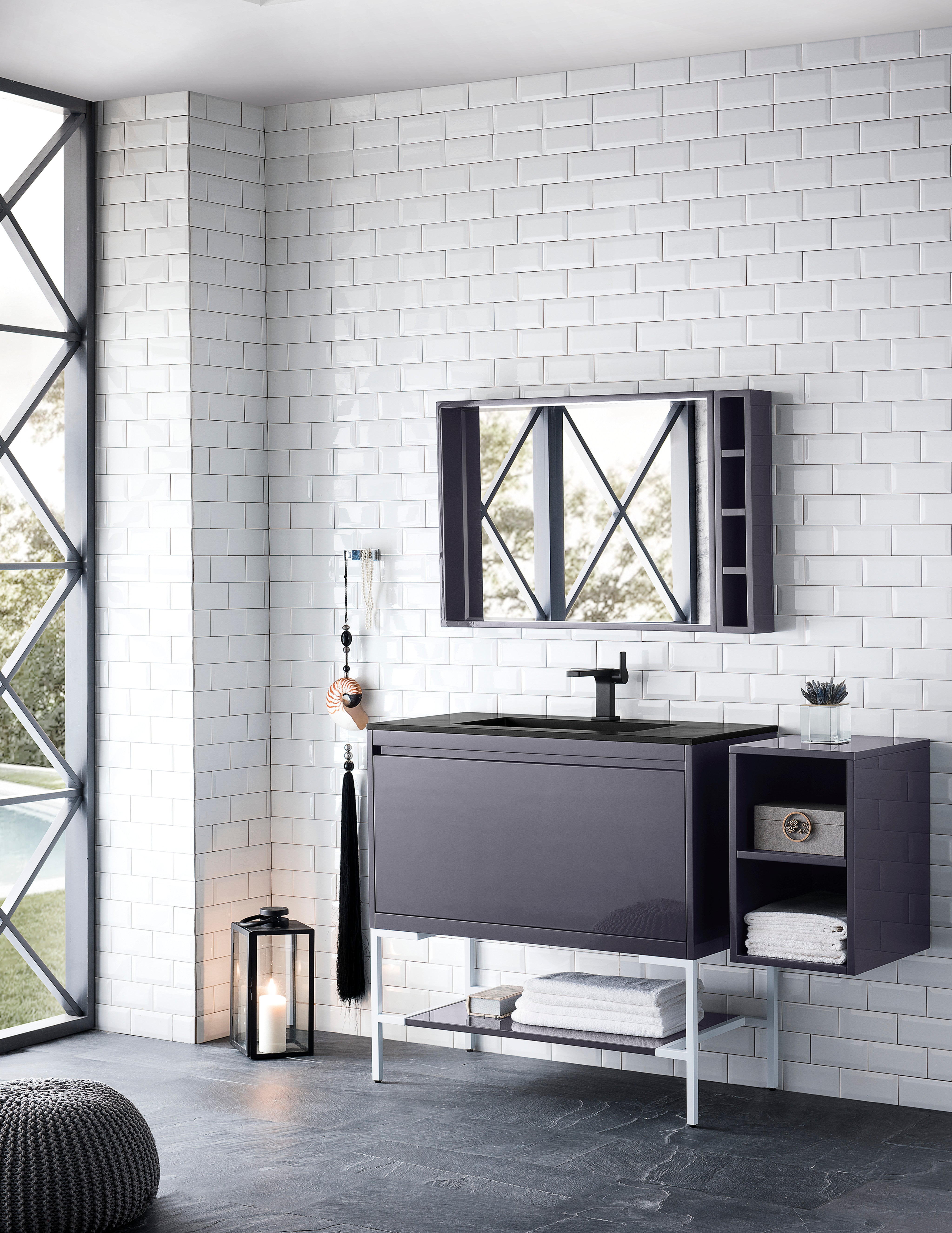 Charcoal Black Single Vanity Cabinet