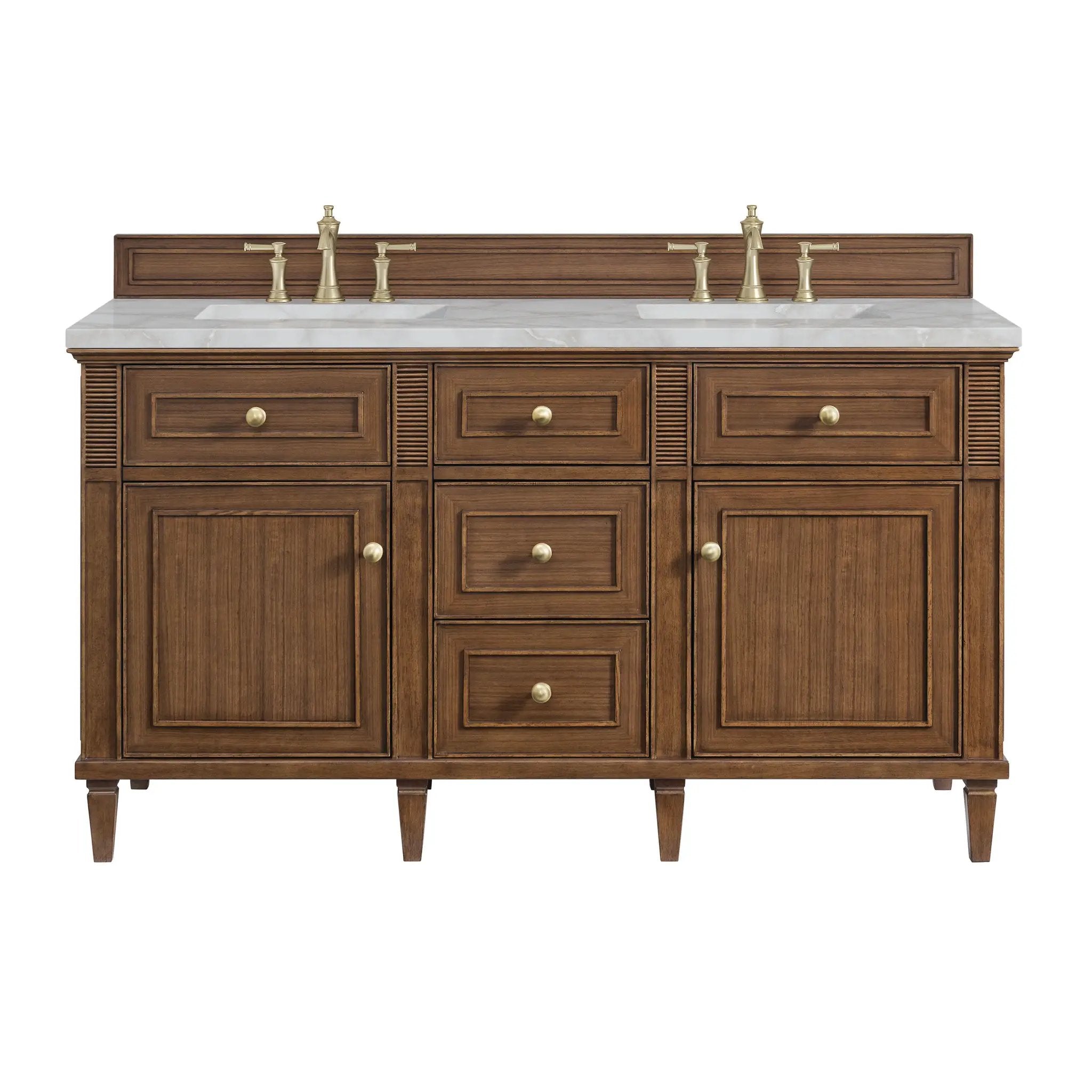 James Martin Lorelai 60" Double Vanity Set - Mid-Century Walnut by James Martin Vanities