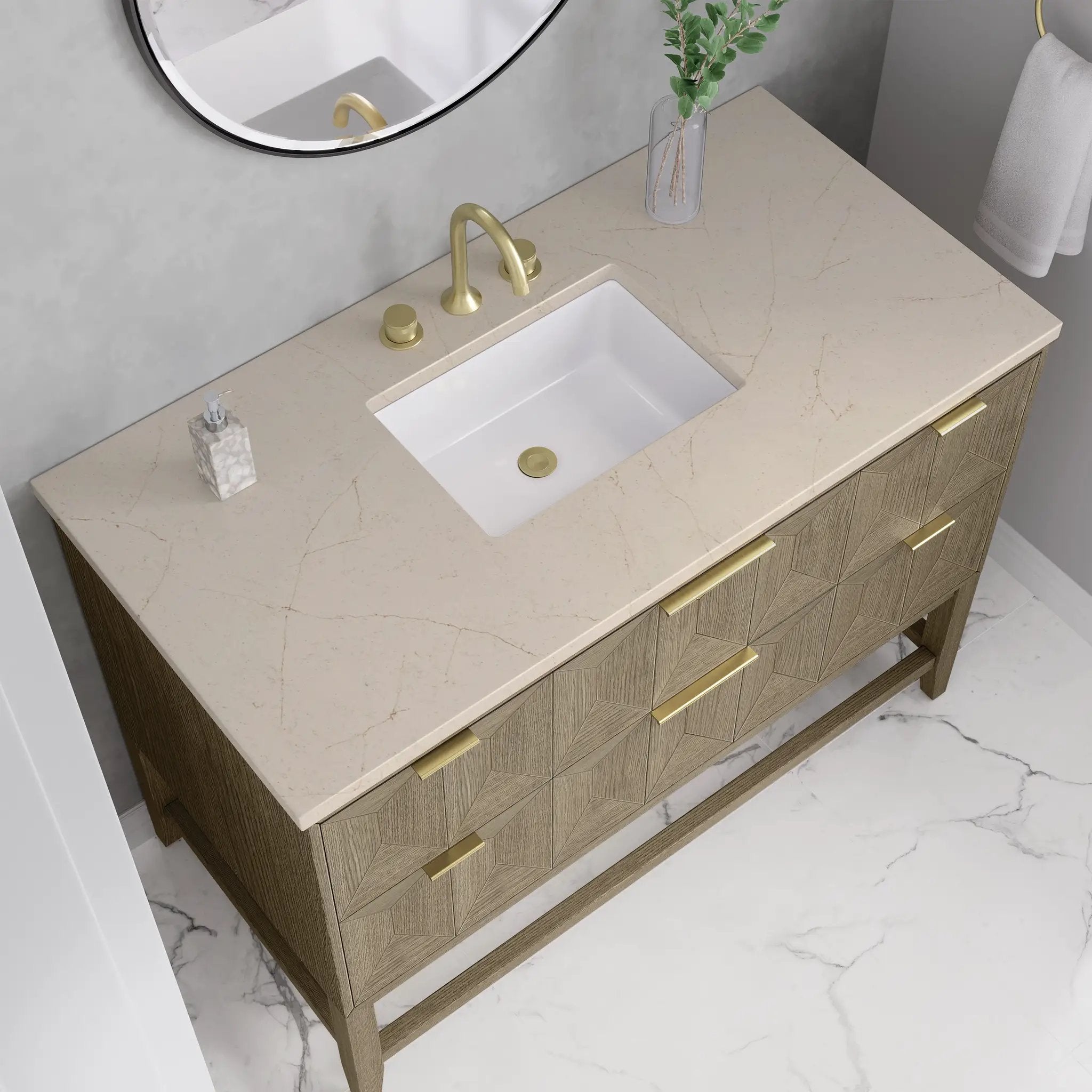 pebble oak vanity
