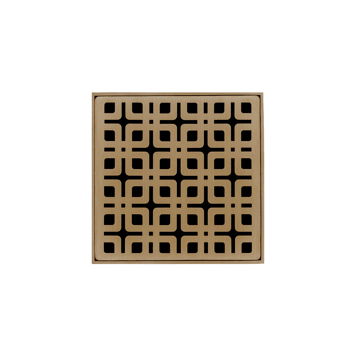 Infinity Drain 4" x 4" KD 4 Premium Center Drain Kit with Link Pattern Decorative Plate with ABS Drain Body, 2" Outlet