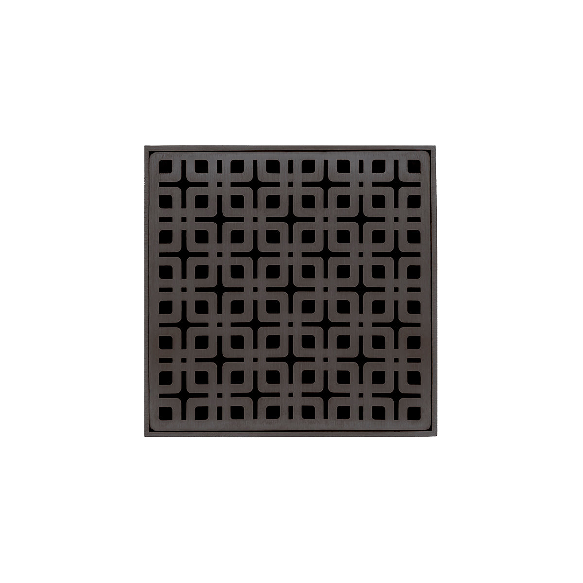 Infinity Drain 5" x 5" KD 5 Premium Center Drain Kit with Link Pattern Decorative Plate with PVC Drain Body, 2" Outlet