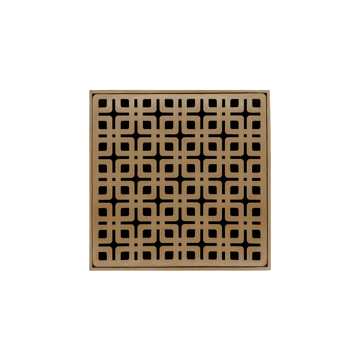 Infinity Drain 5" x 5" KD 5 Premium Center Drain Kit with Link Pattern Decorative Plate with ABS Drain Body, 2" Outlet