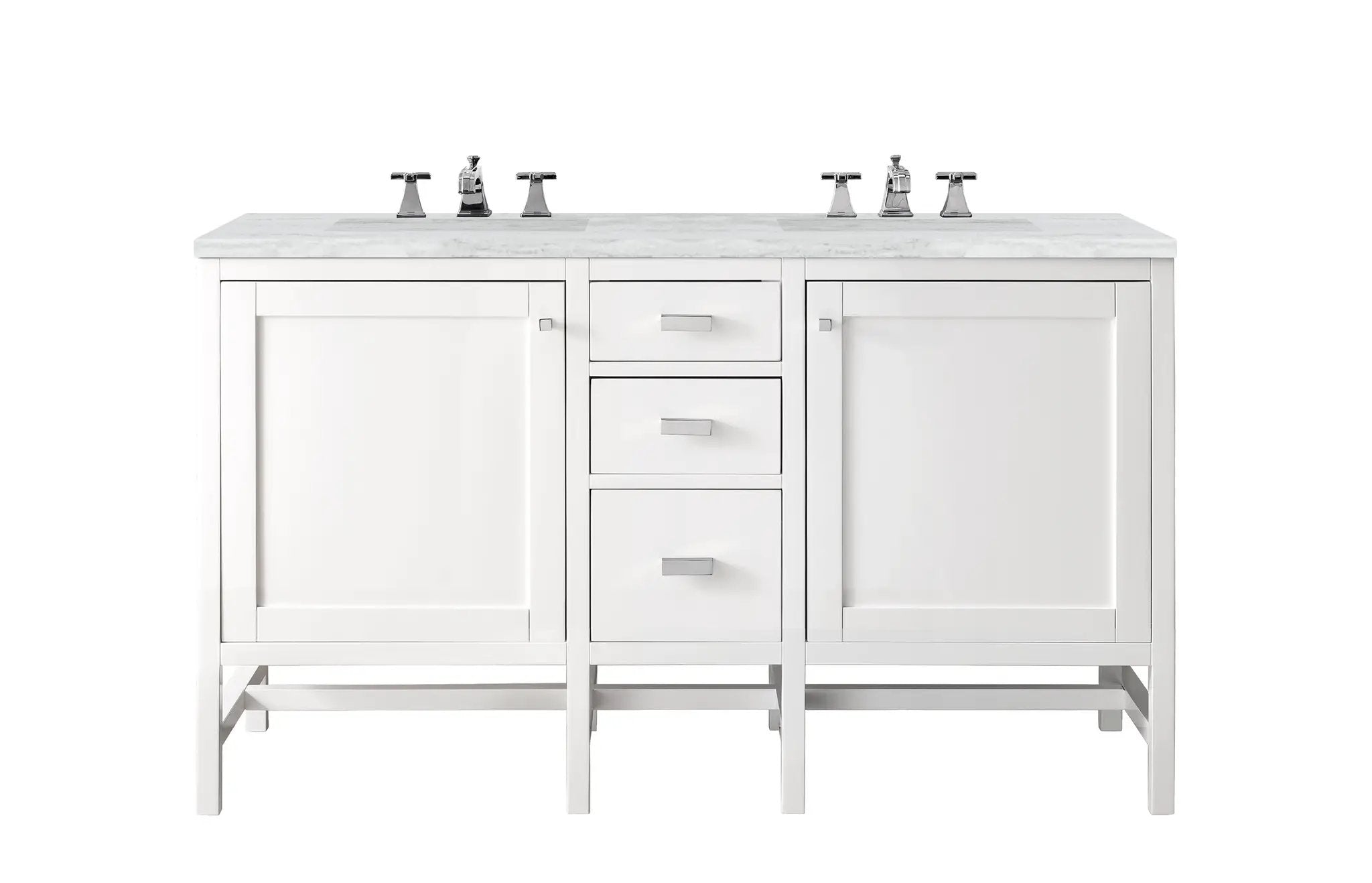 James Martin Addison 60" Double Vanity Set - Glossy White by James Martin Vanities