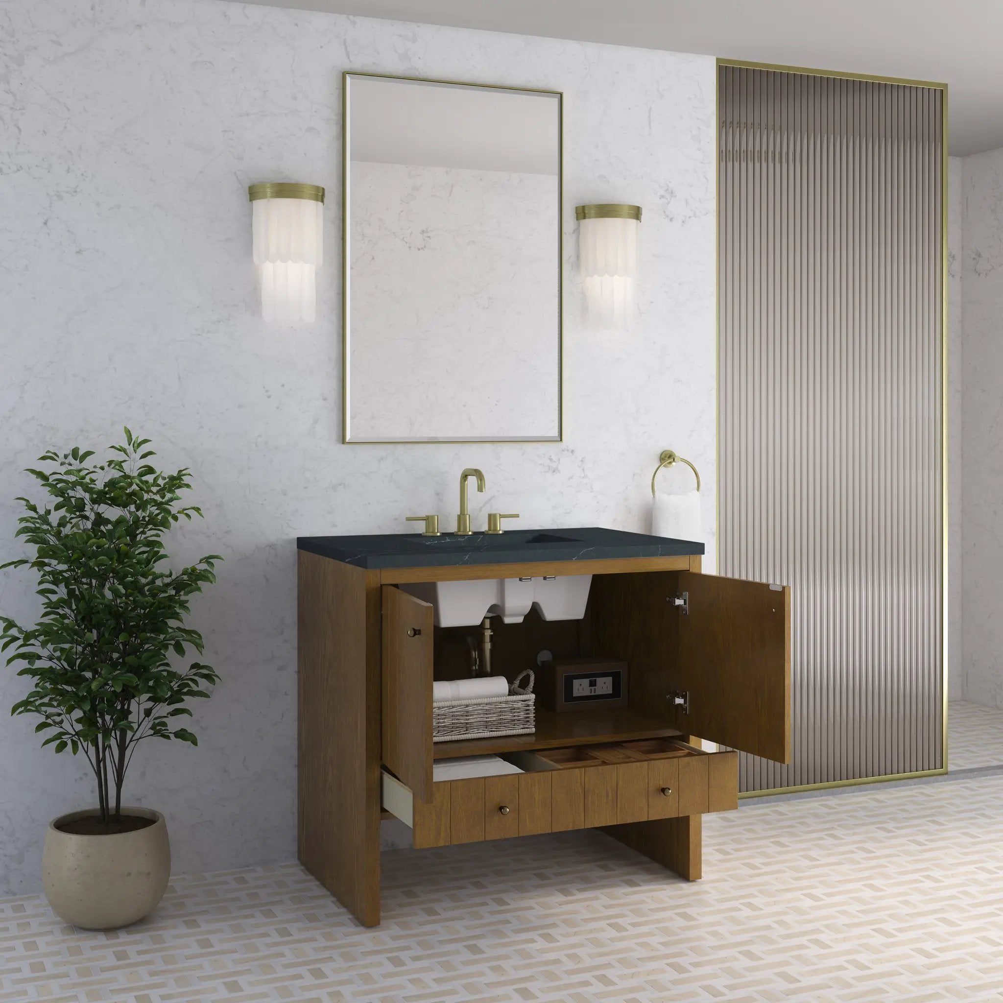honey oak vanity