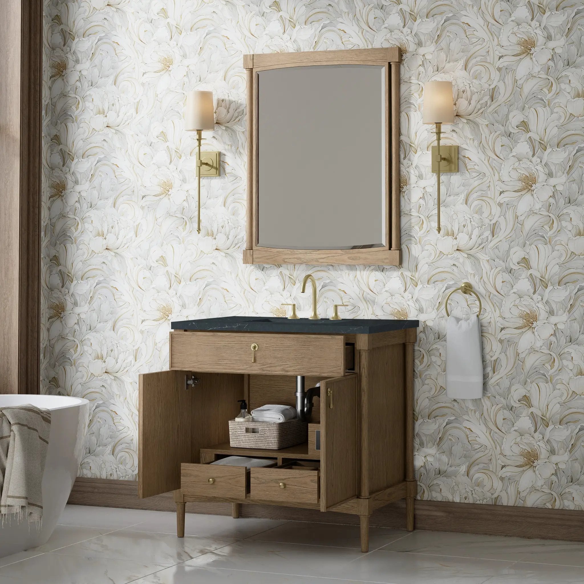 weathered oak vanity