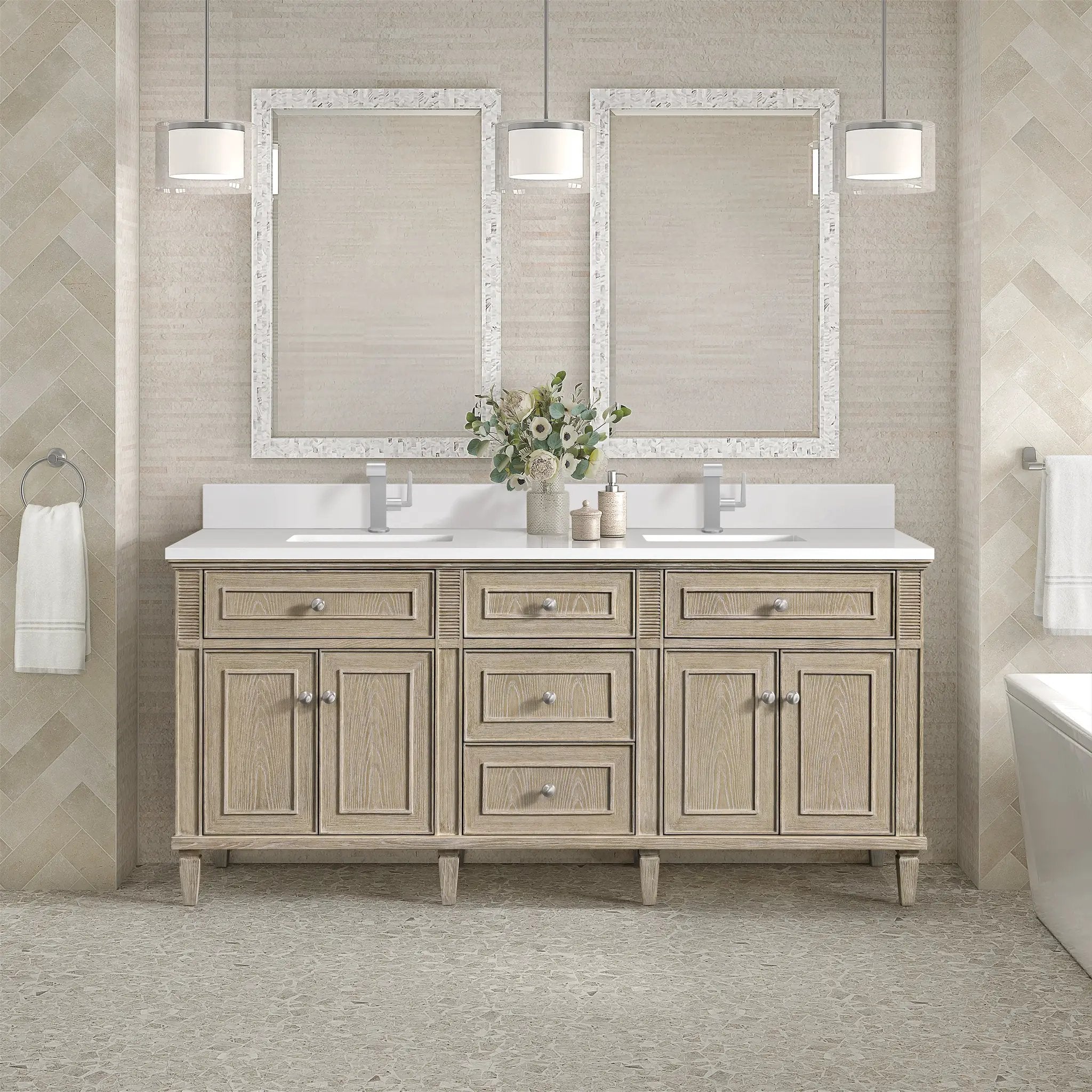 whitewashed oak vanity