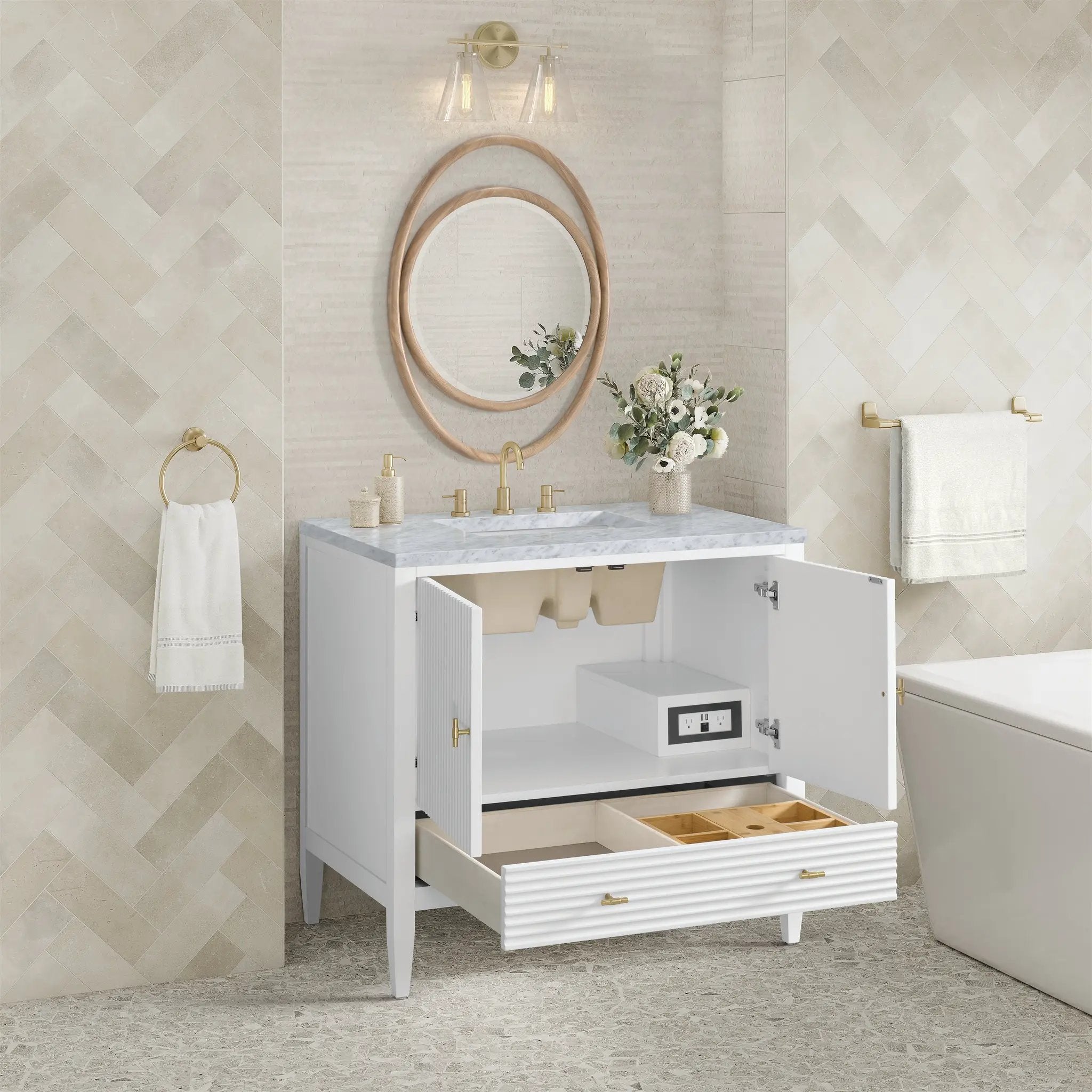 bright white vanity