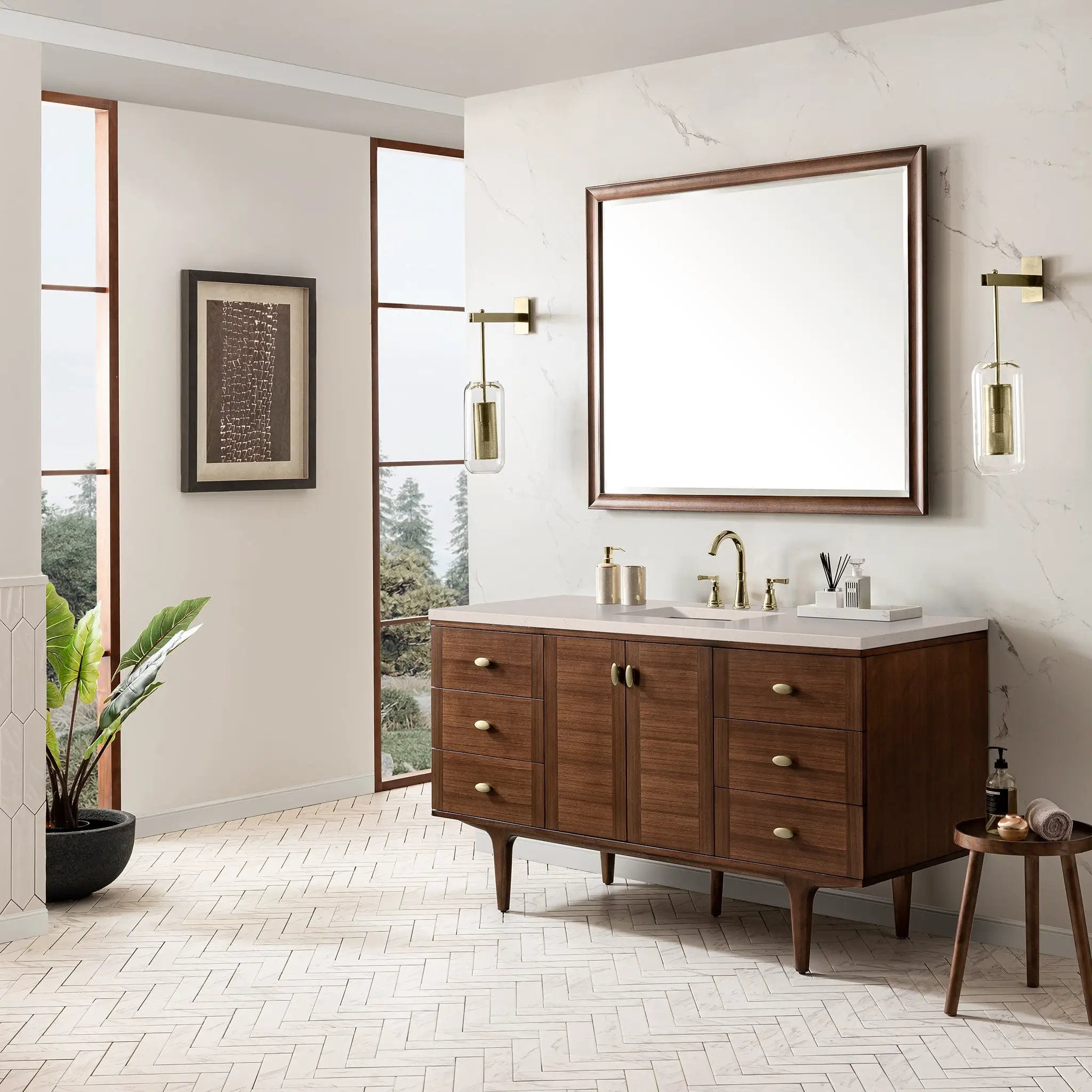 mid-century walnut vanity