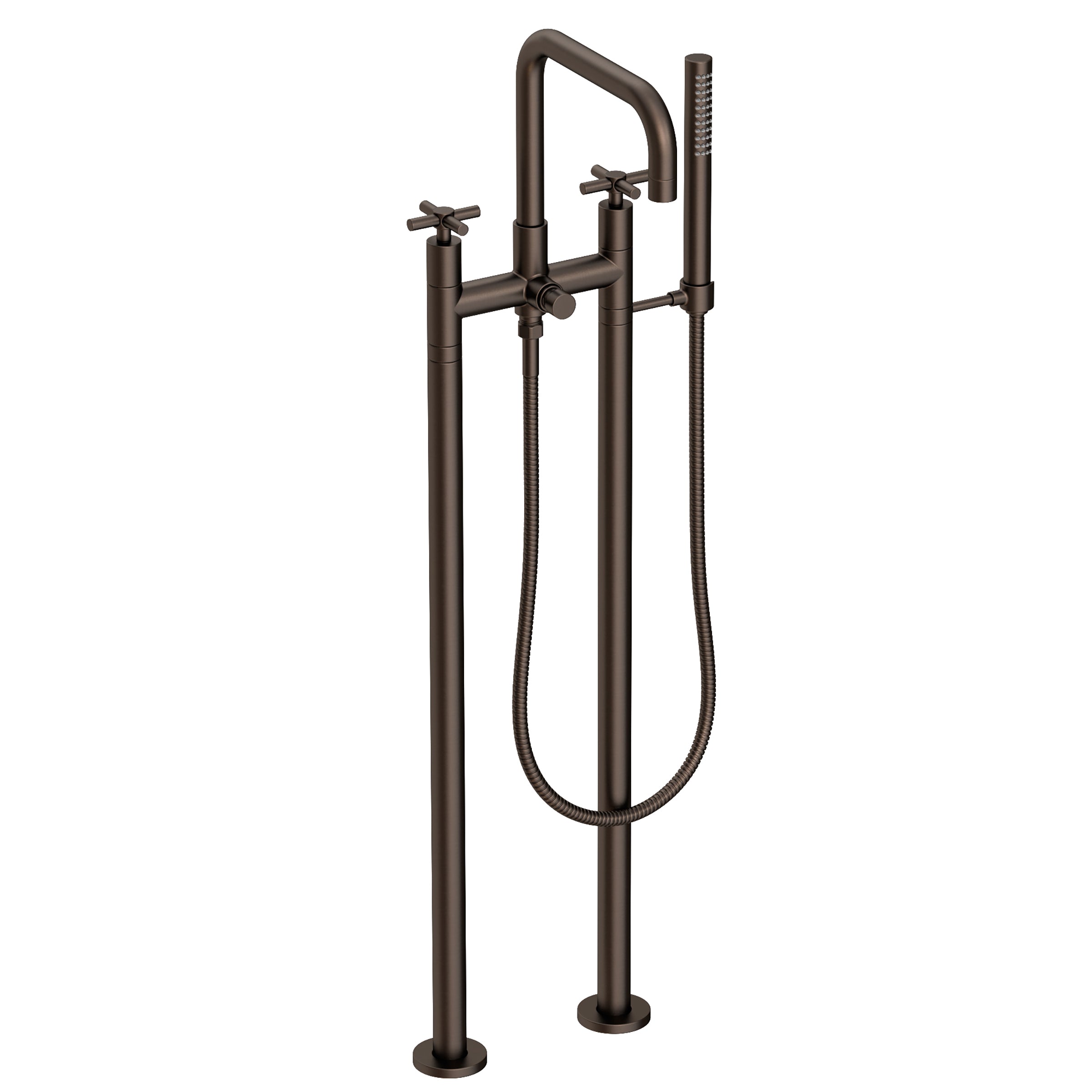 Newport Brass East Square Exposed Tub & Hand Shower Set w/Risers