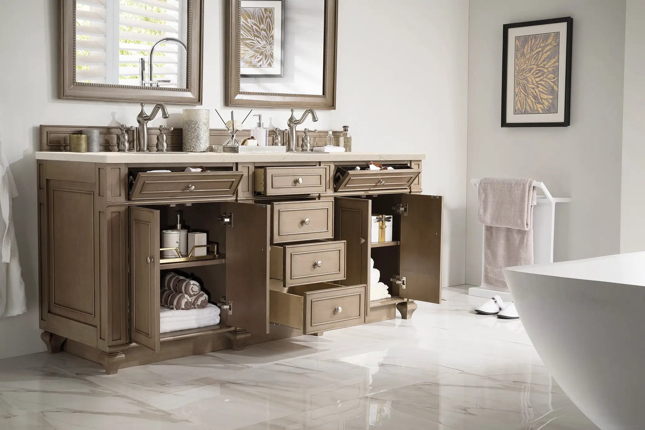 whitewashed walnut vanity
