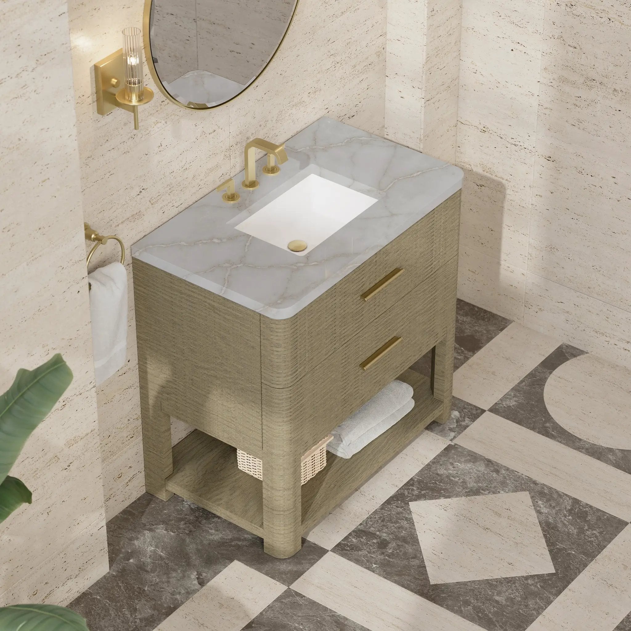 pebble oak vanity