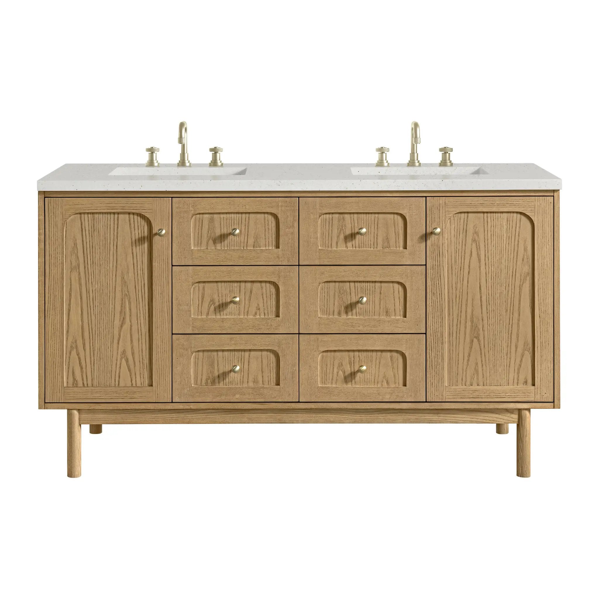 James Martin Laurent 60" Double Vanity Set - Light Natural Oak by James Martin Vanities
