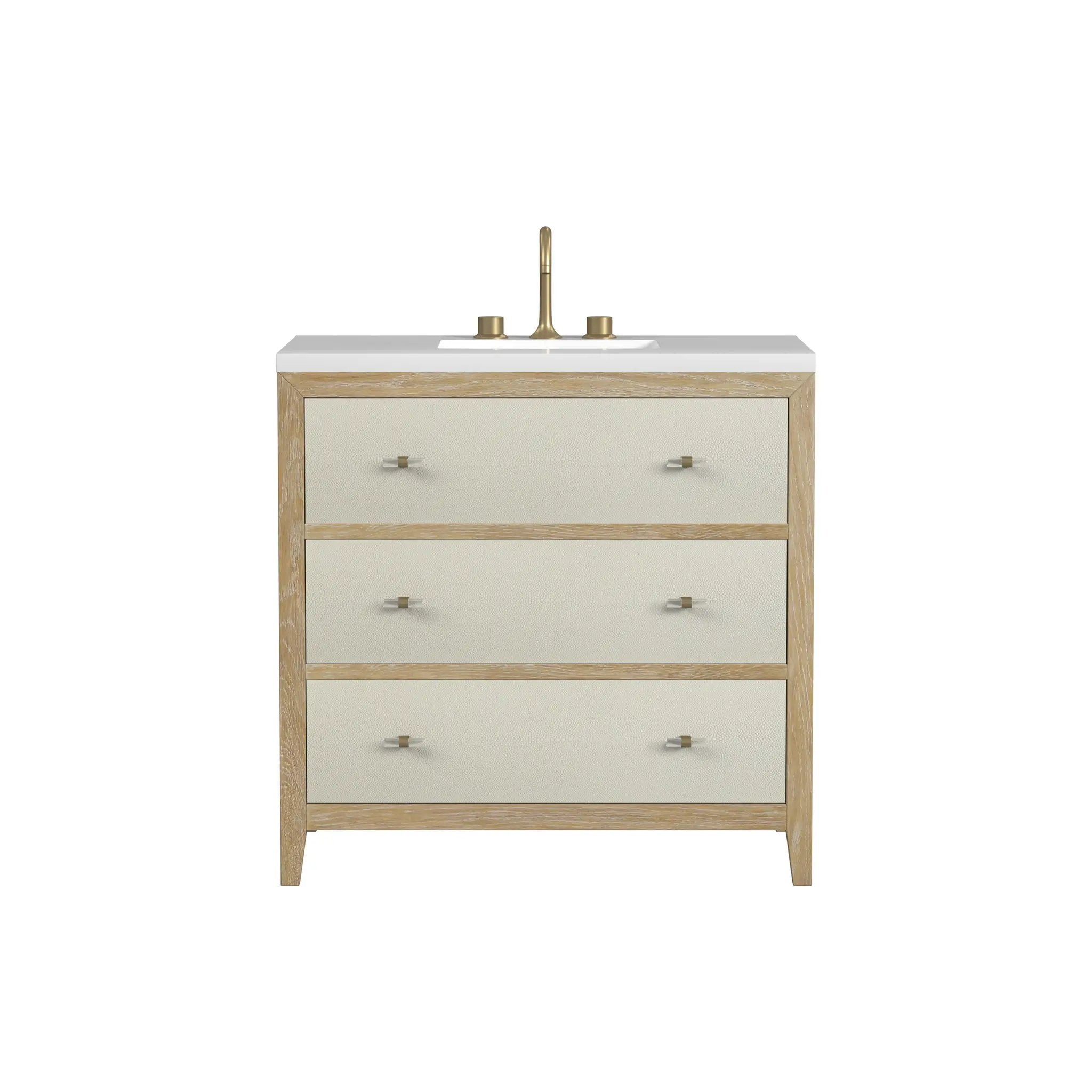 James Martin Celeste 36" Single Vanity Set - Sunwashed Oak with Embossed Shagreen by James Martin Vanities