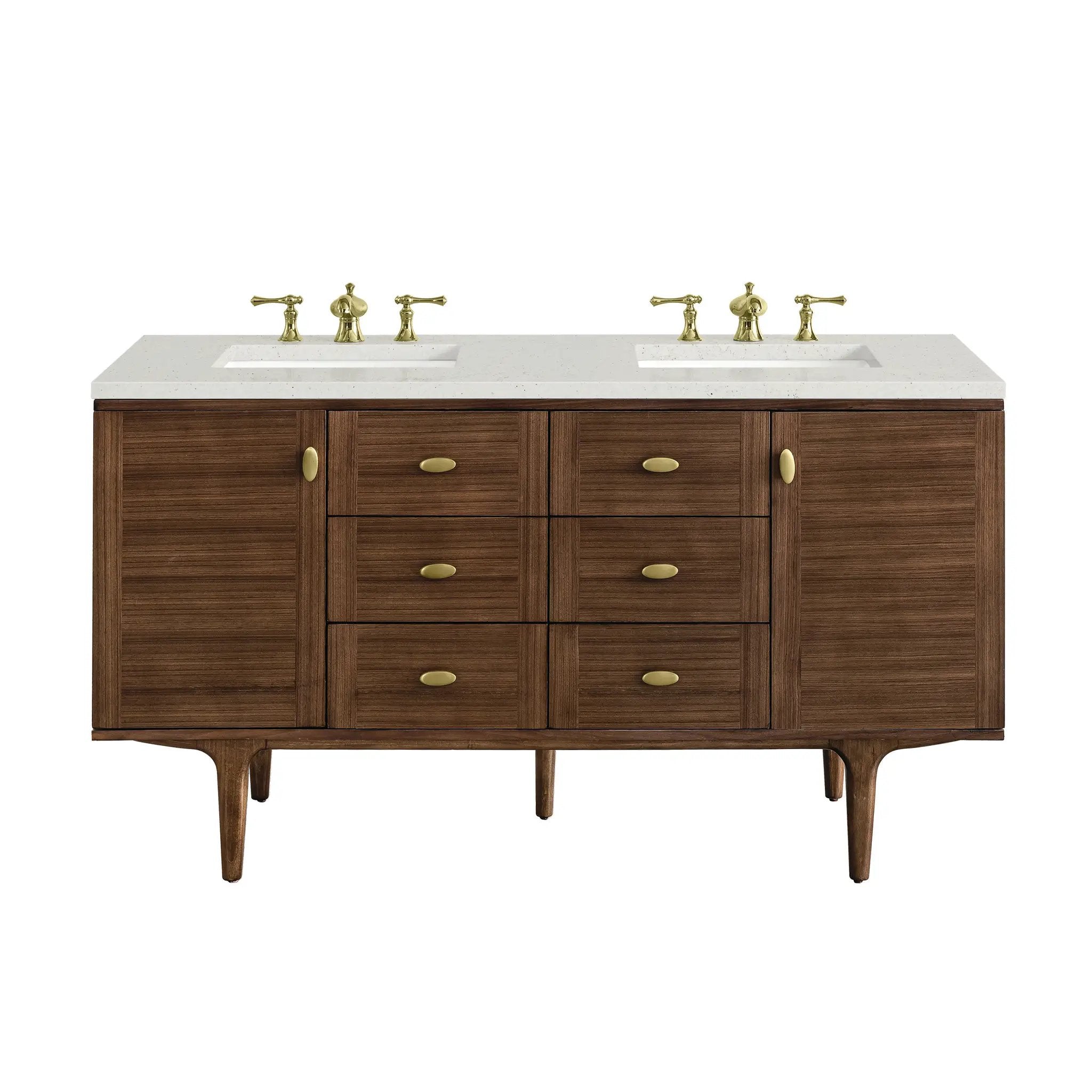 James Martin Amberly 60" Double Vanity Set - Mid-Century Walnut by James Martin Vanities