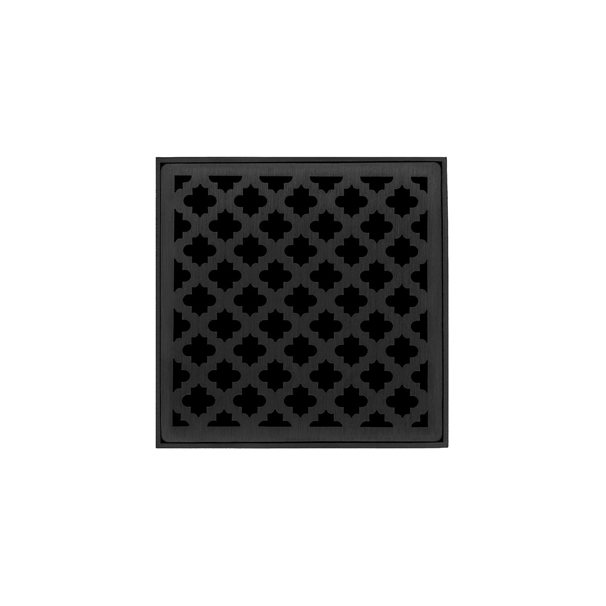 Infinity Drain 4" x 4" MD 4 Premium Center Drain Kit with Moor Pattern Decorative Plate with PVC Drain Body, 2" Outlet