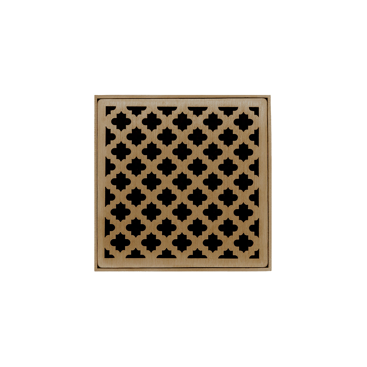 Infinity Drain 4" x 4" MD 4 Premium Center Drain Kit with Moor Pattern Decorative Plate with ABS Drain Body, 2" Outlet