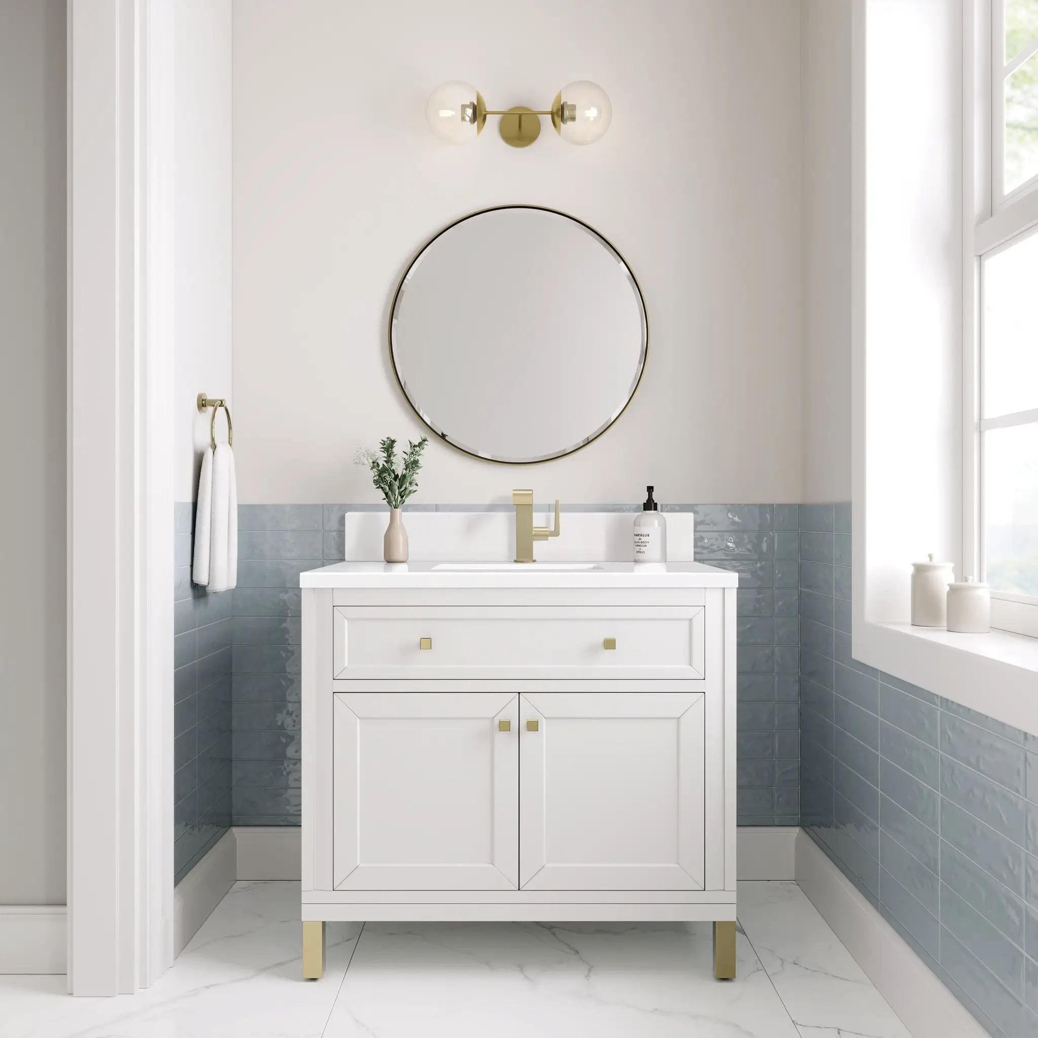 glossy white vanity
