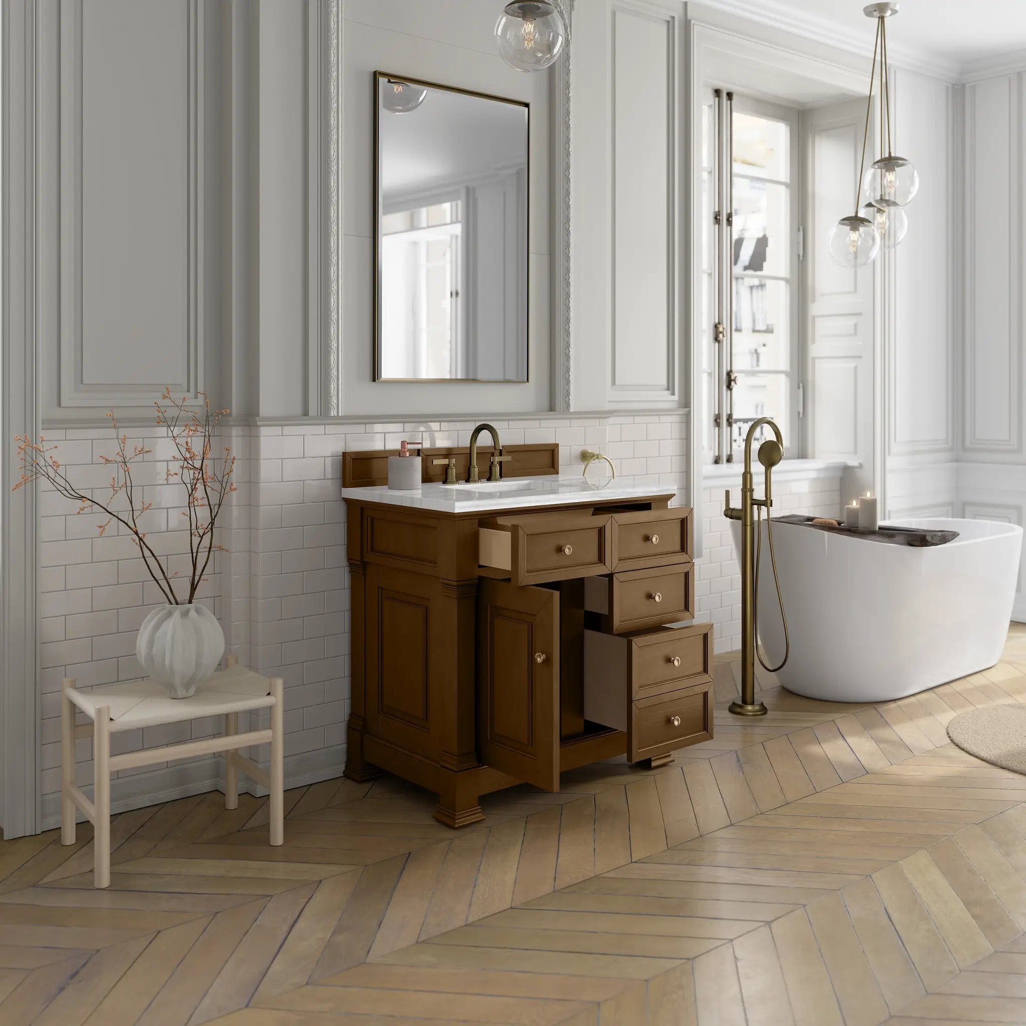 honey oak vanity