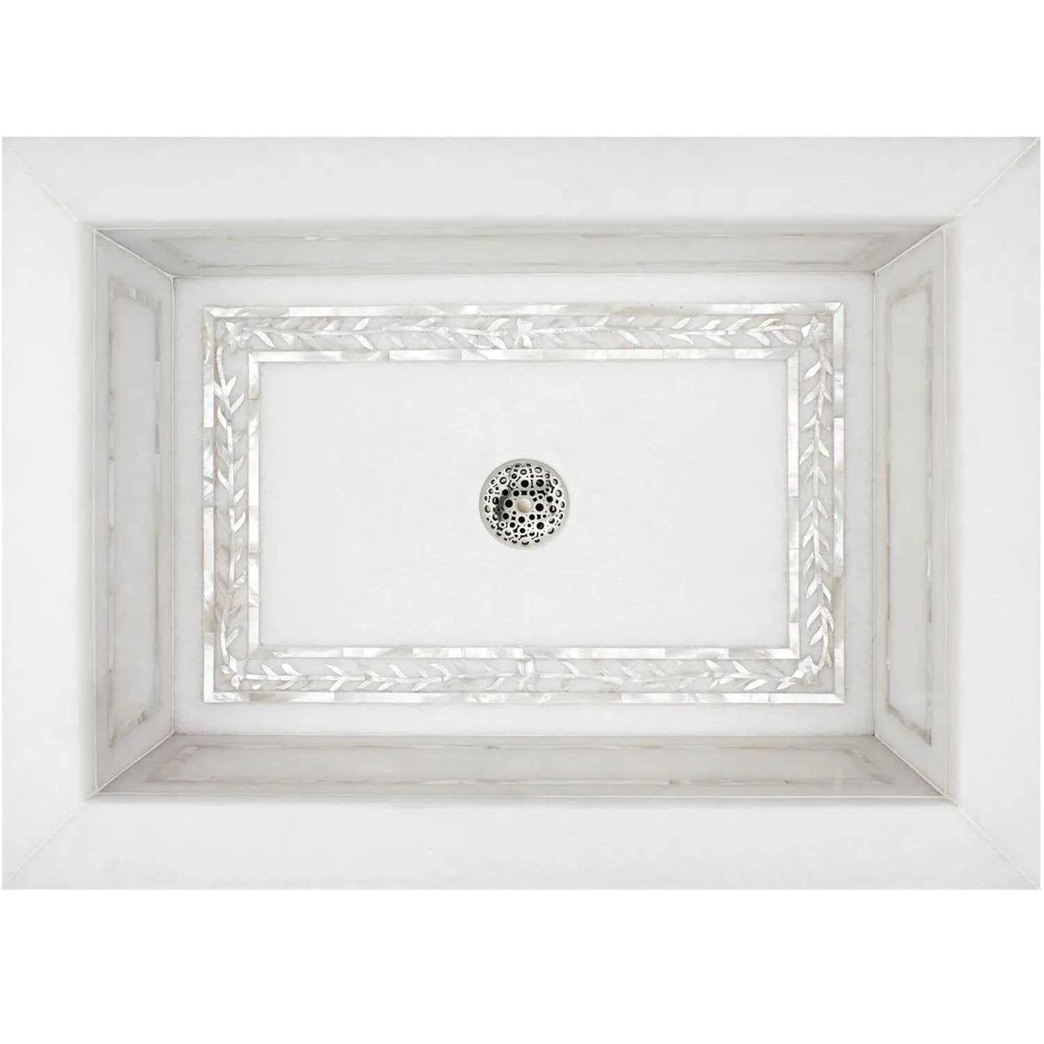 Linkasink Laurel Mother of Pearl Inlay Drop-In Sink 22" - White Marble by Linkasink