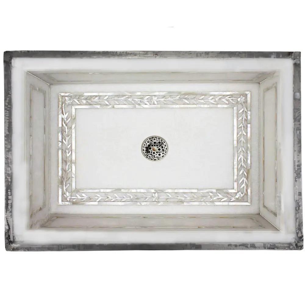Linkasink Laurel Mother of Pearl Inlay Undermount Sink 20.75" - White Marble by Linkasink