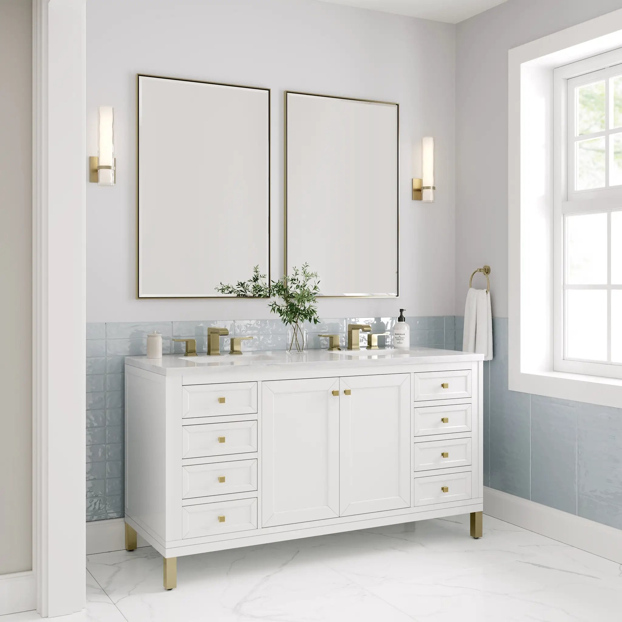 glossy white vanity