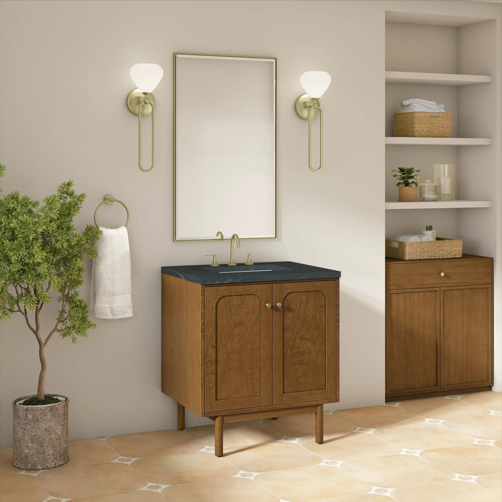 honey oak vanity