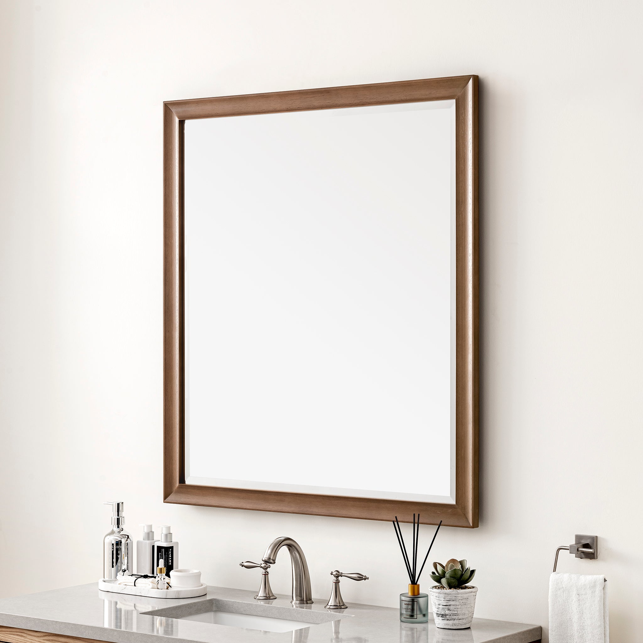 white washed walnut mirror