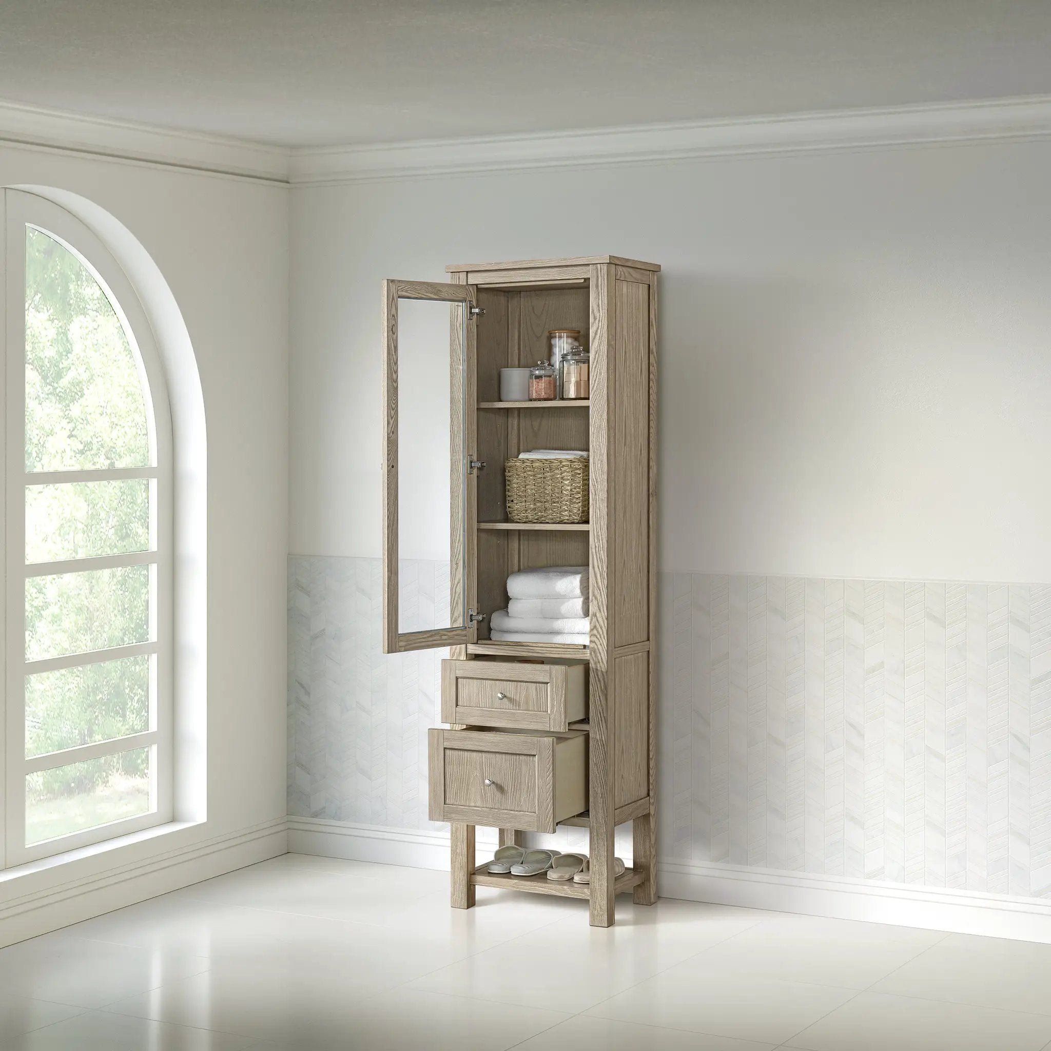 whitewashed oak cabinet