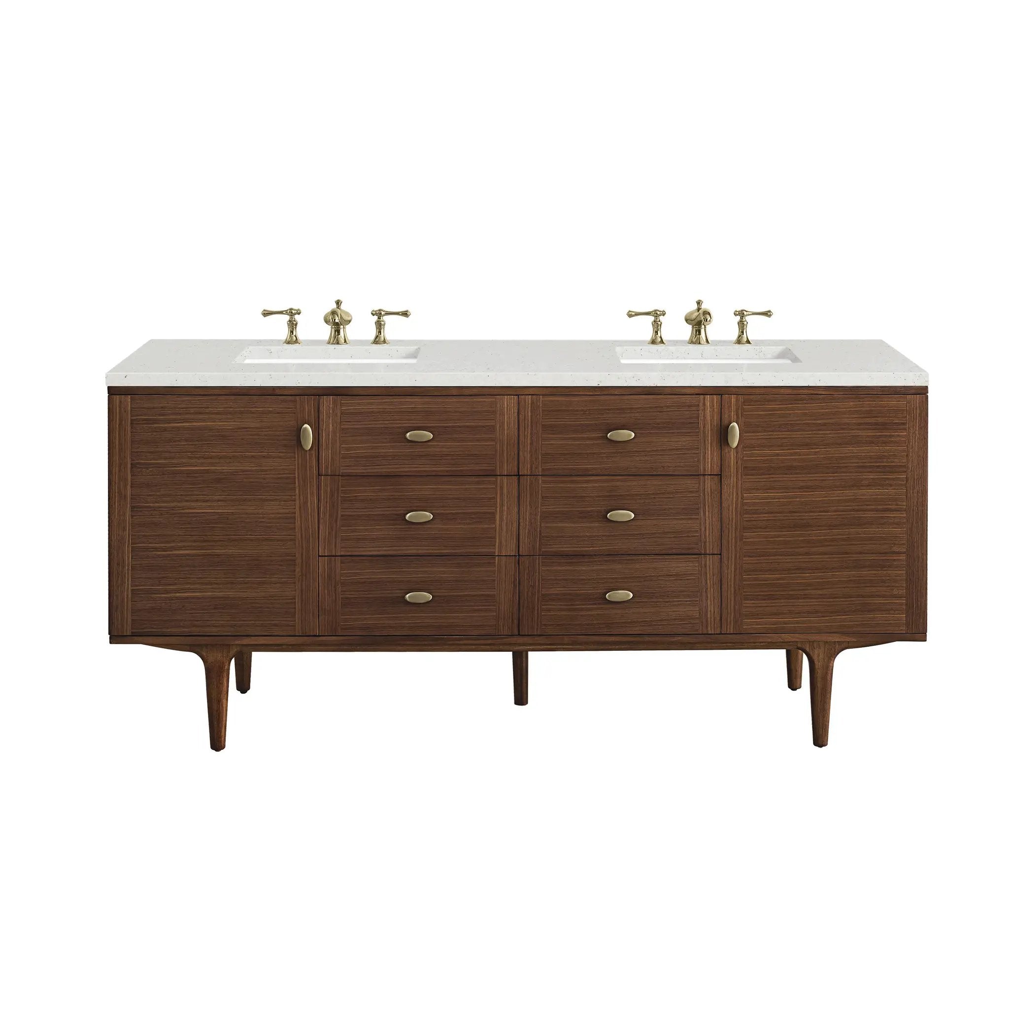 James Martin Amberly 72" Double Vanity Set - Mid-Century Walnut by James Martin Vanities