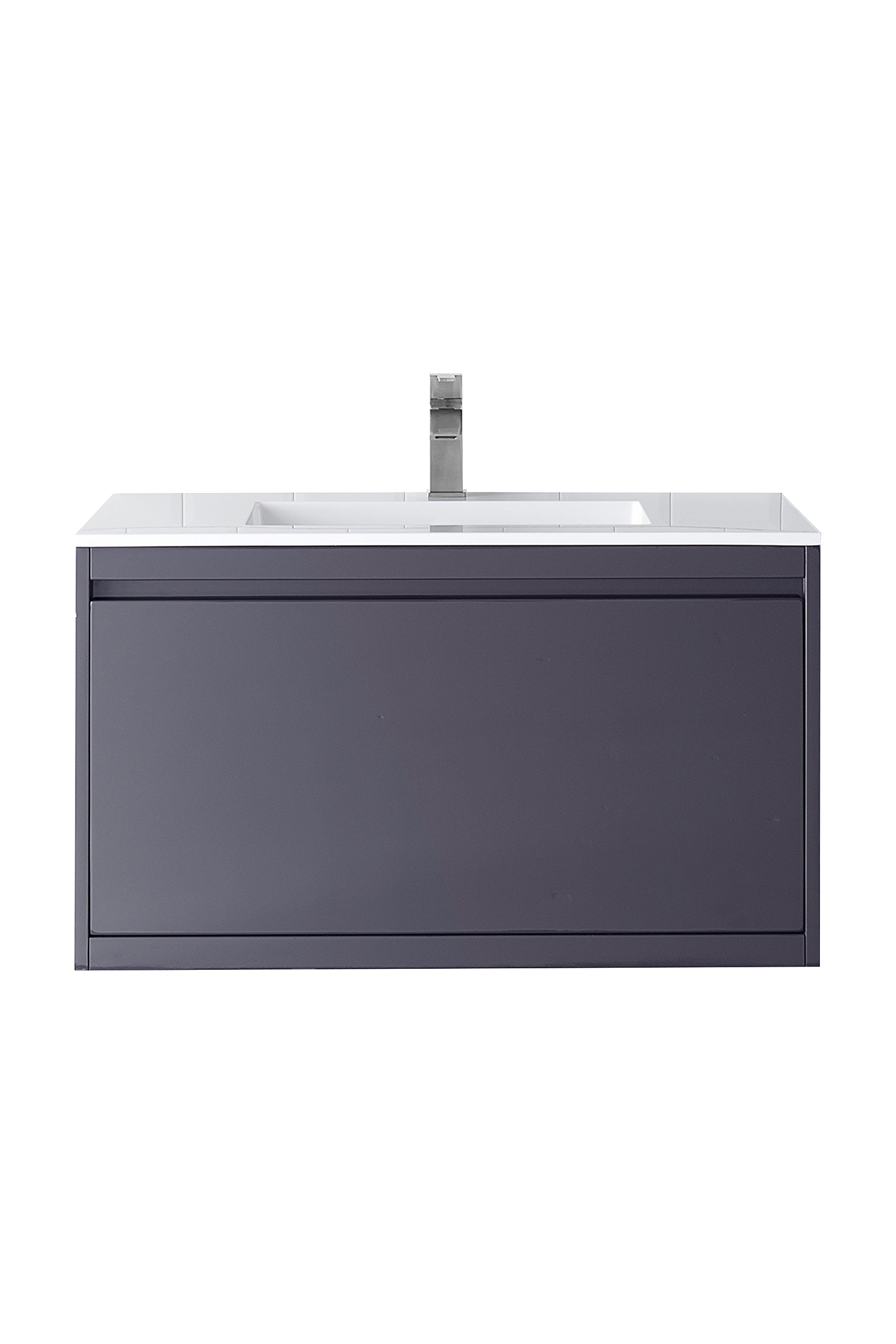 James Martin Vanities Milan 35.4" Single Vanity Cabinet, Modern Grey Glossy