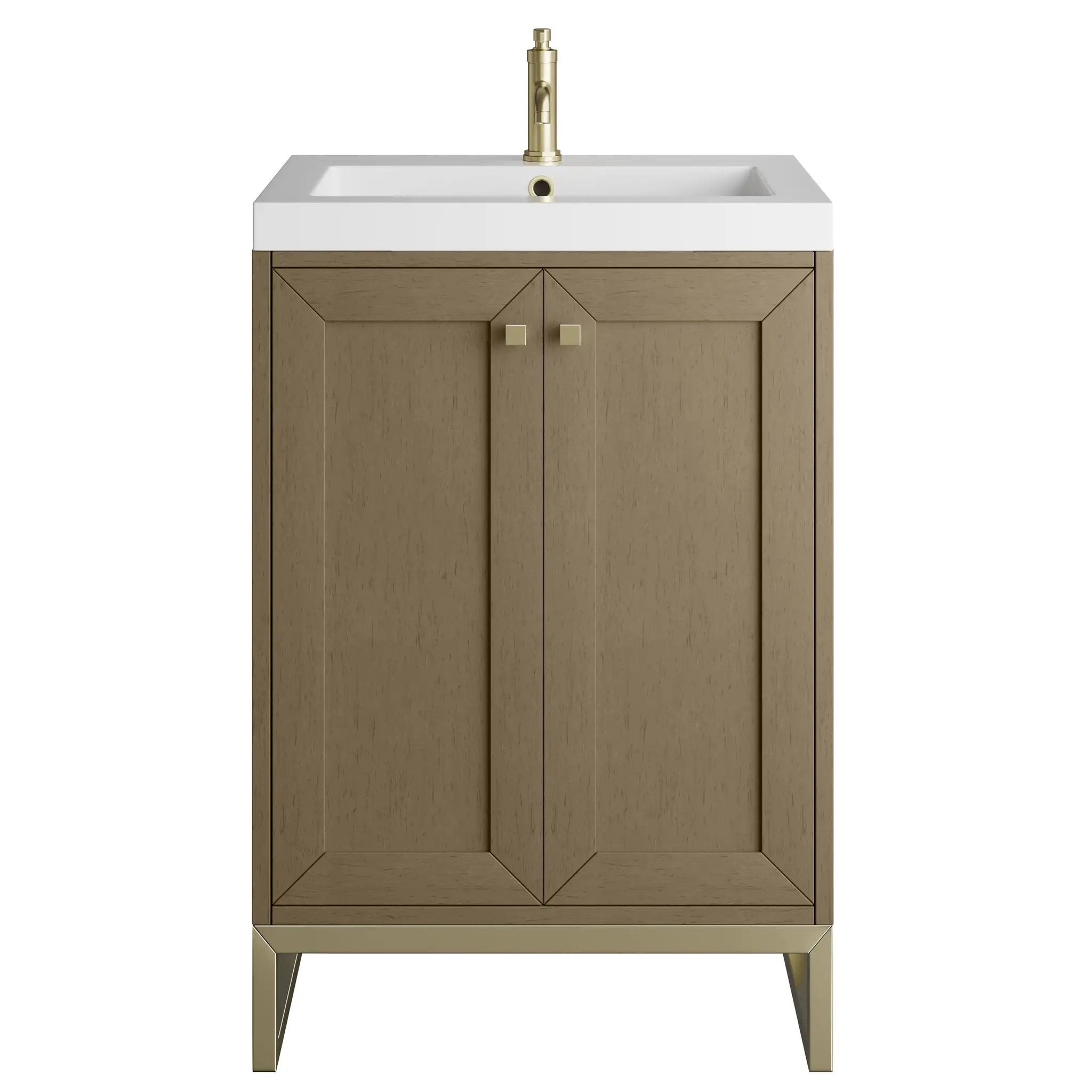 James Martin Chianti 24" Single Vanity - Walnut Whisper with White Glossy Composite Stone Top by James Martin Vanities