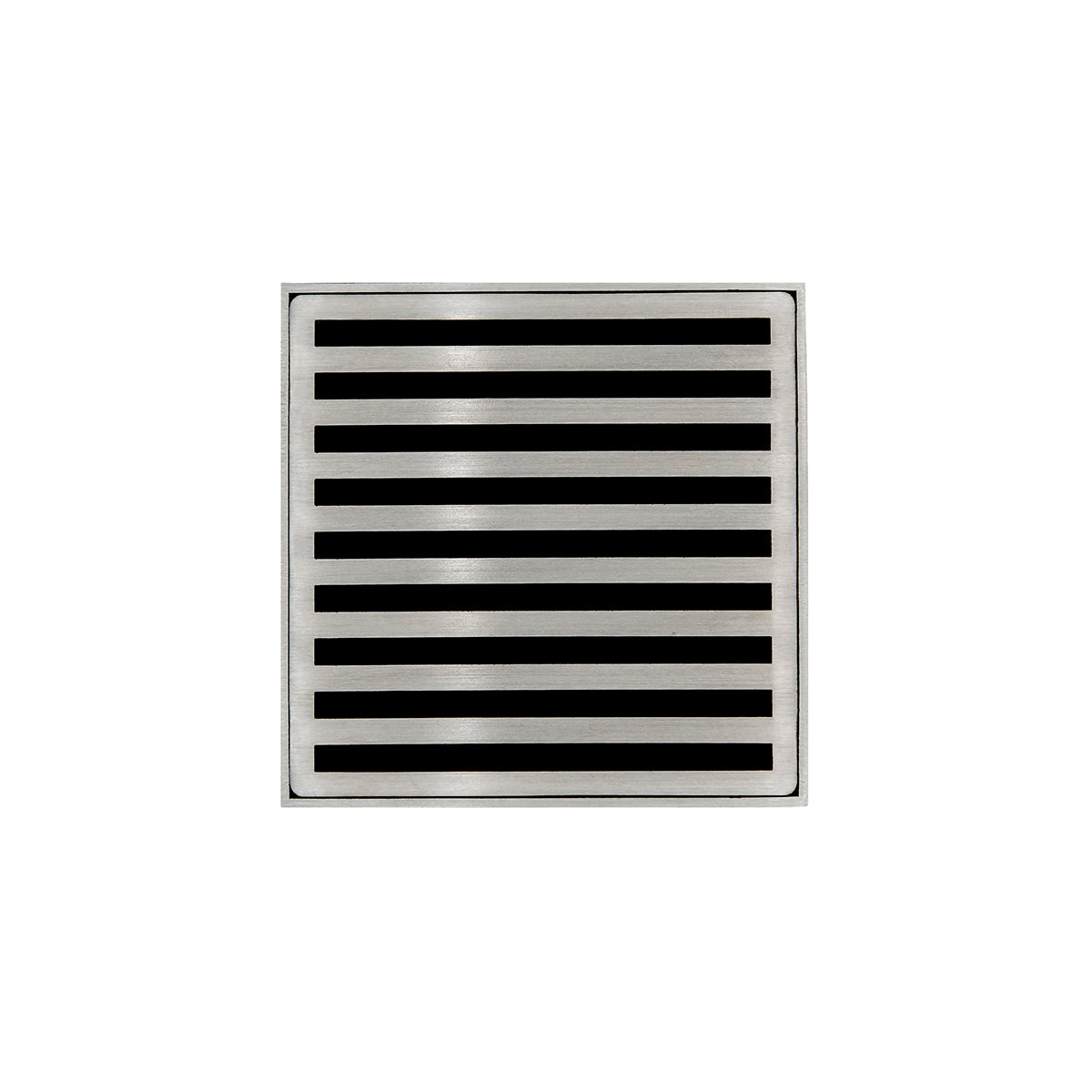 Infinity Drain 4" x 4" ND 4 Premium Center Drain Kit with Lines Pattern Decorative Plate with ABS Drain Body, 2" Outlet