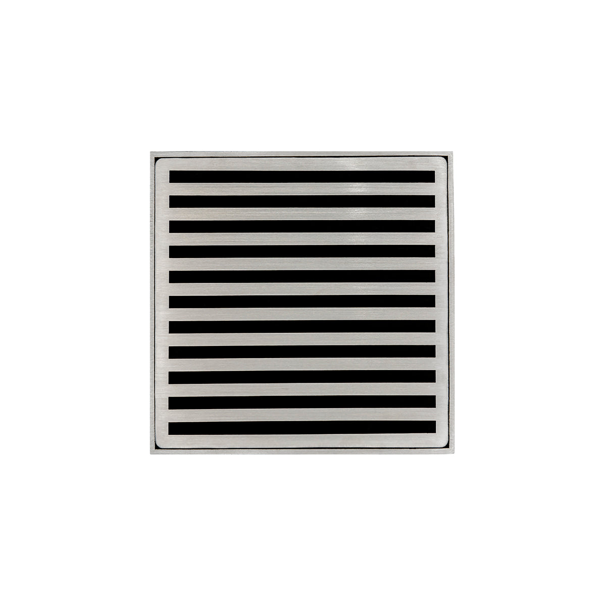 Infinity Drain 5" x 5" ND 5 Premium Center Drain Kit with Lines Pattern Decorative Plate with Cast Iron Drain Body for Hot Mop, 2" Outlet