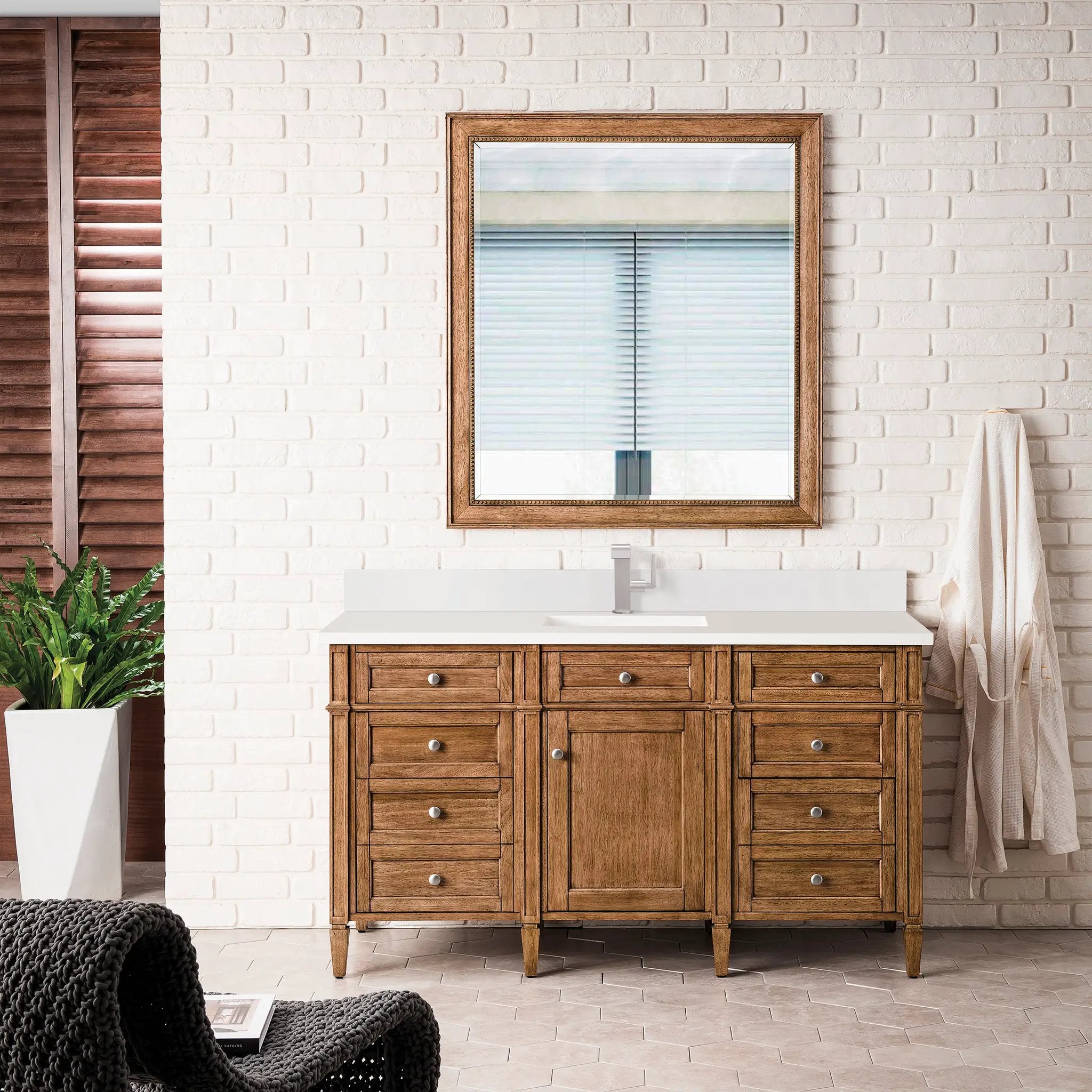 saddle brown vanity