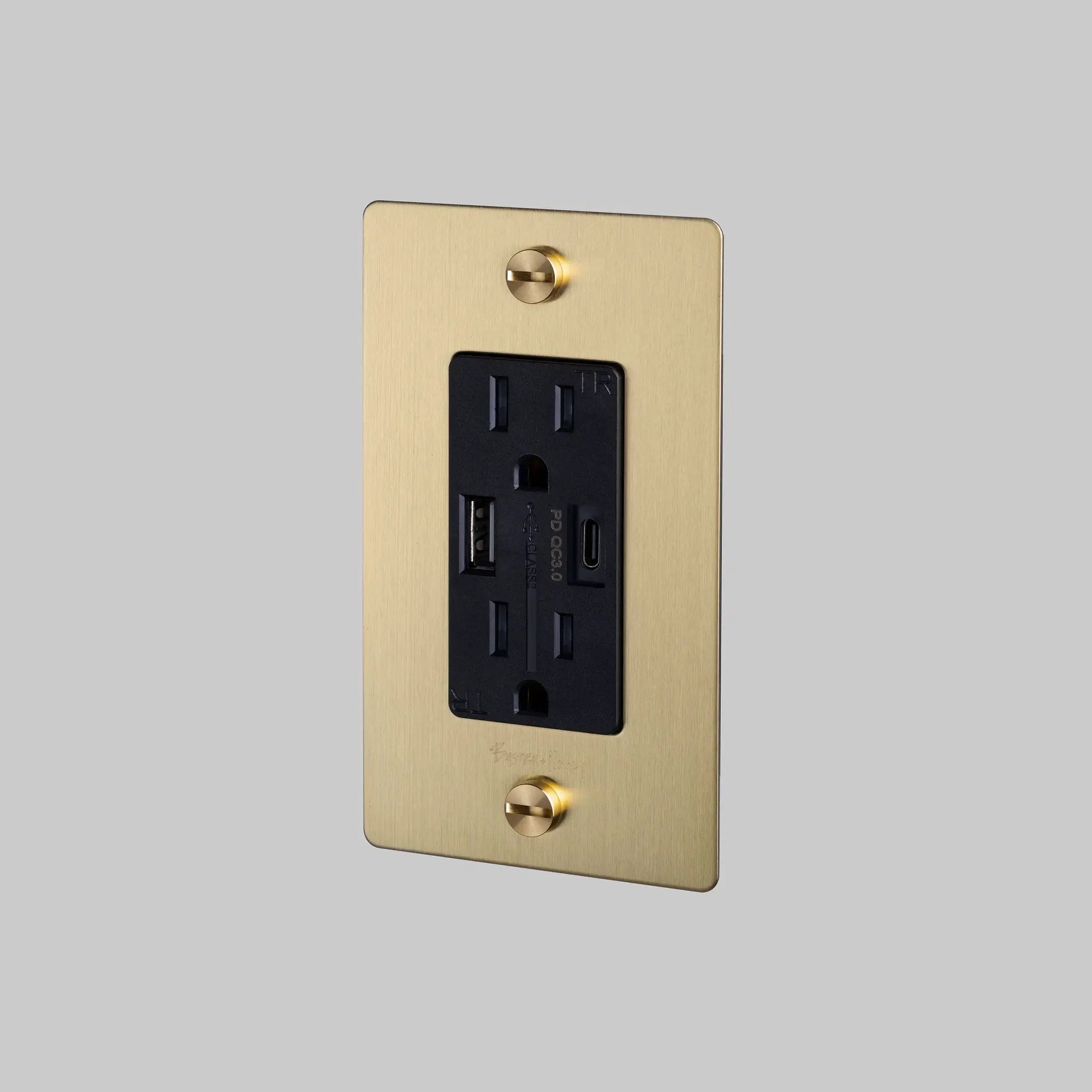 Buster + Punch 1G USB-A + C Charger Combination Duplex Outlet with Logo by Buster + Punch
