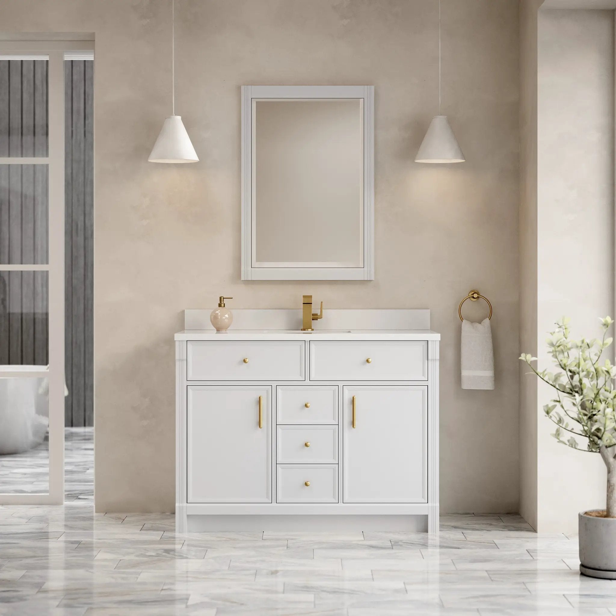 bright white vanity