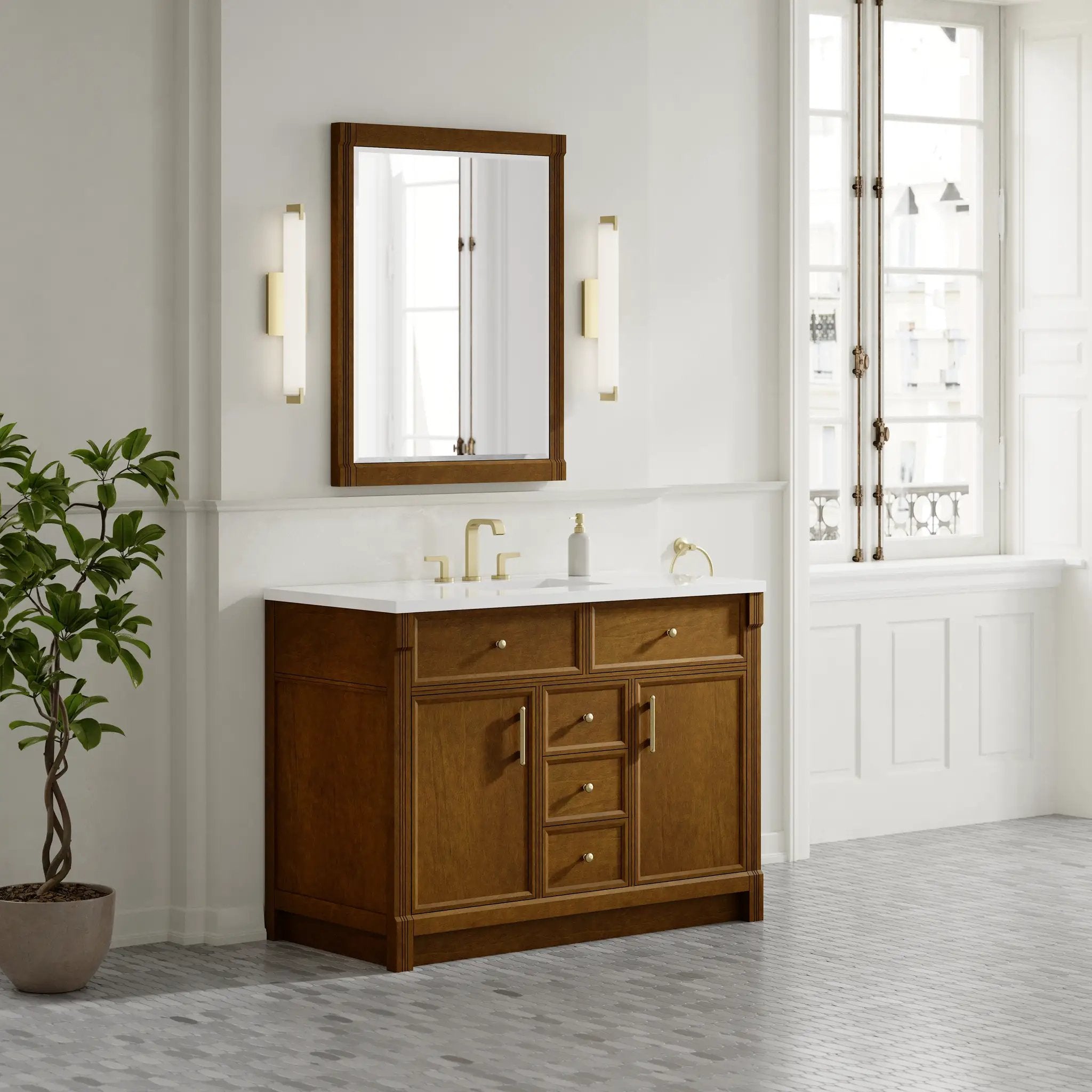 honey oak mirror
