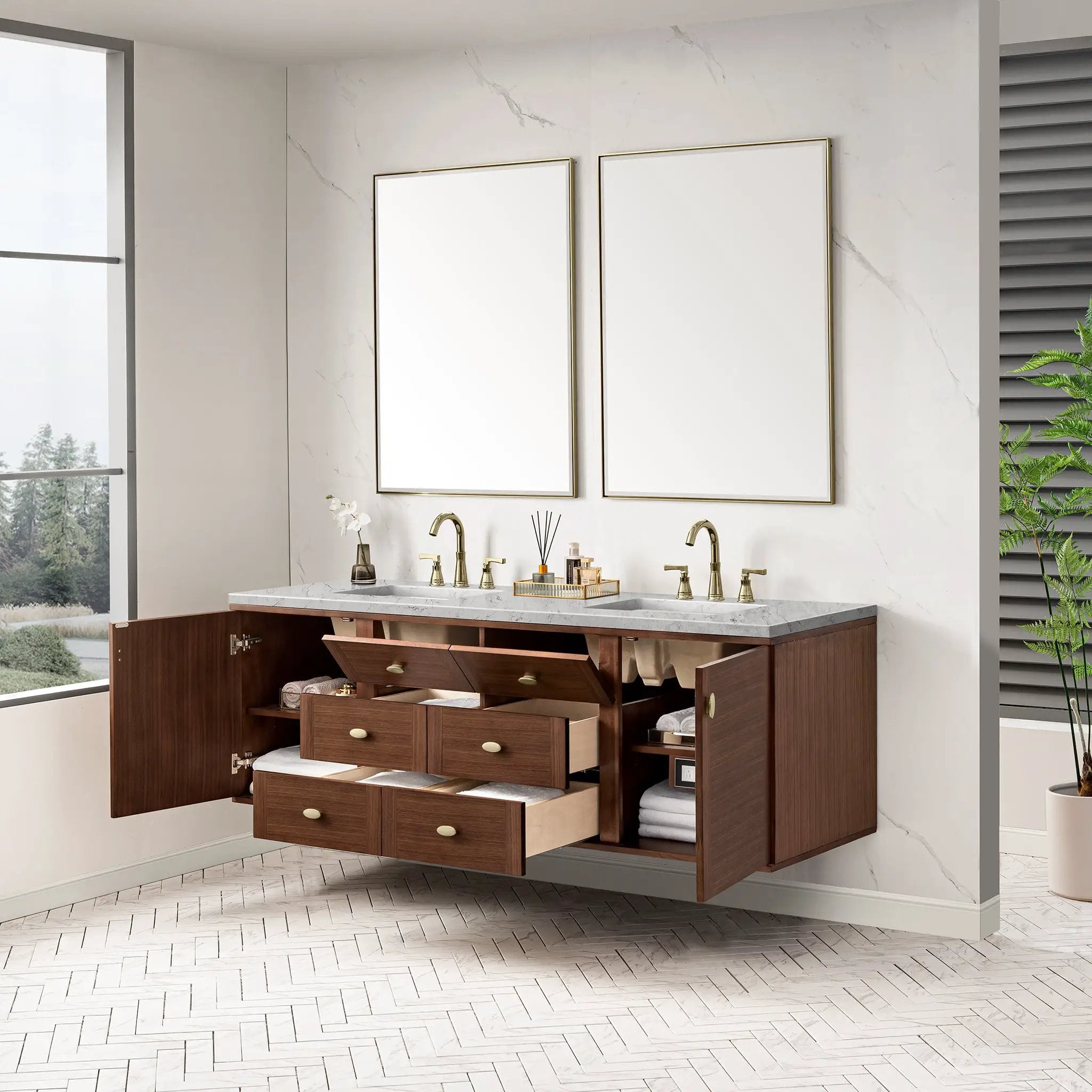 mid-century walnut vanity