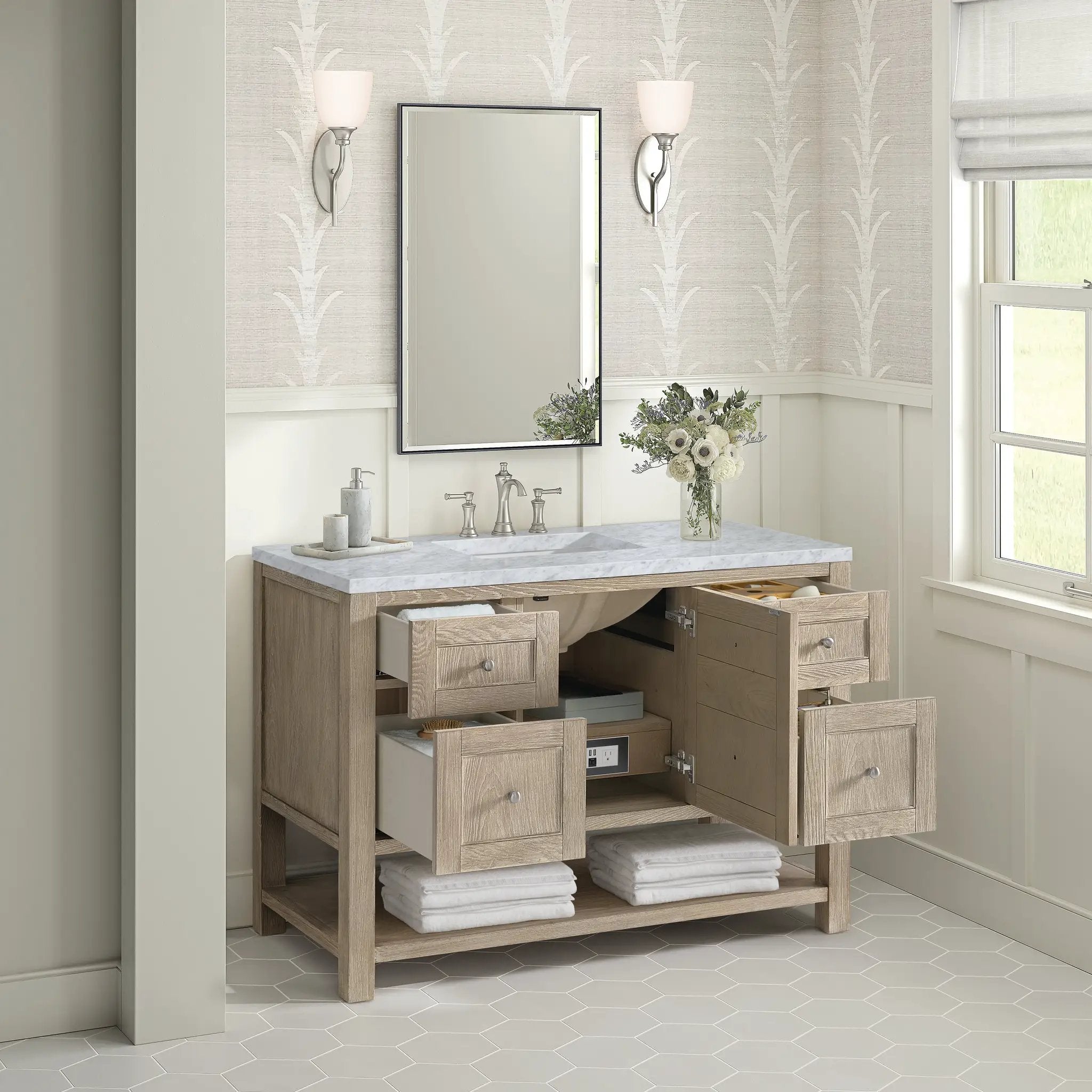 whitewashed oak vanity
