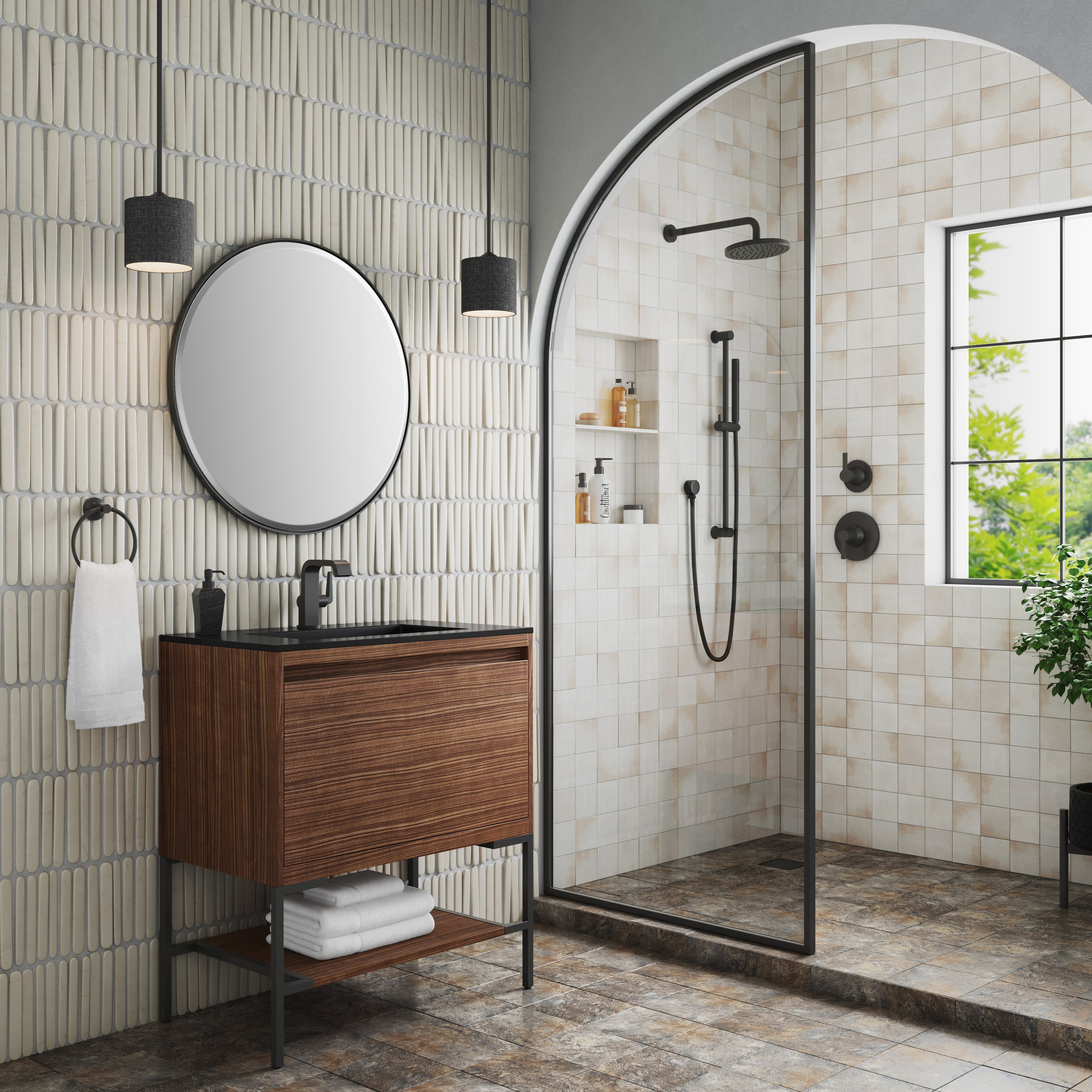 charcoal black composite stone top vanity