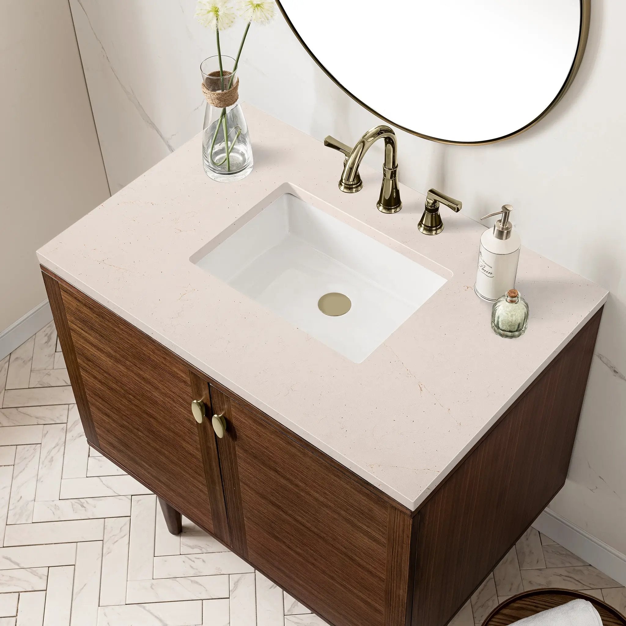 mid-century walnut vanity