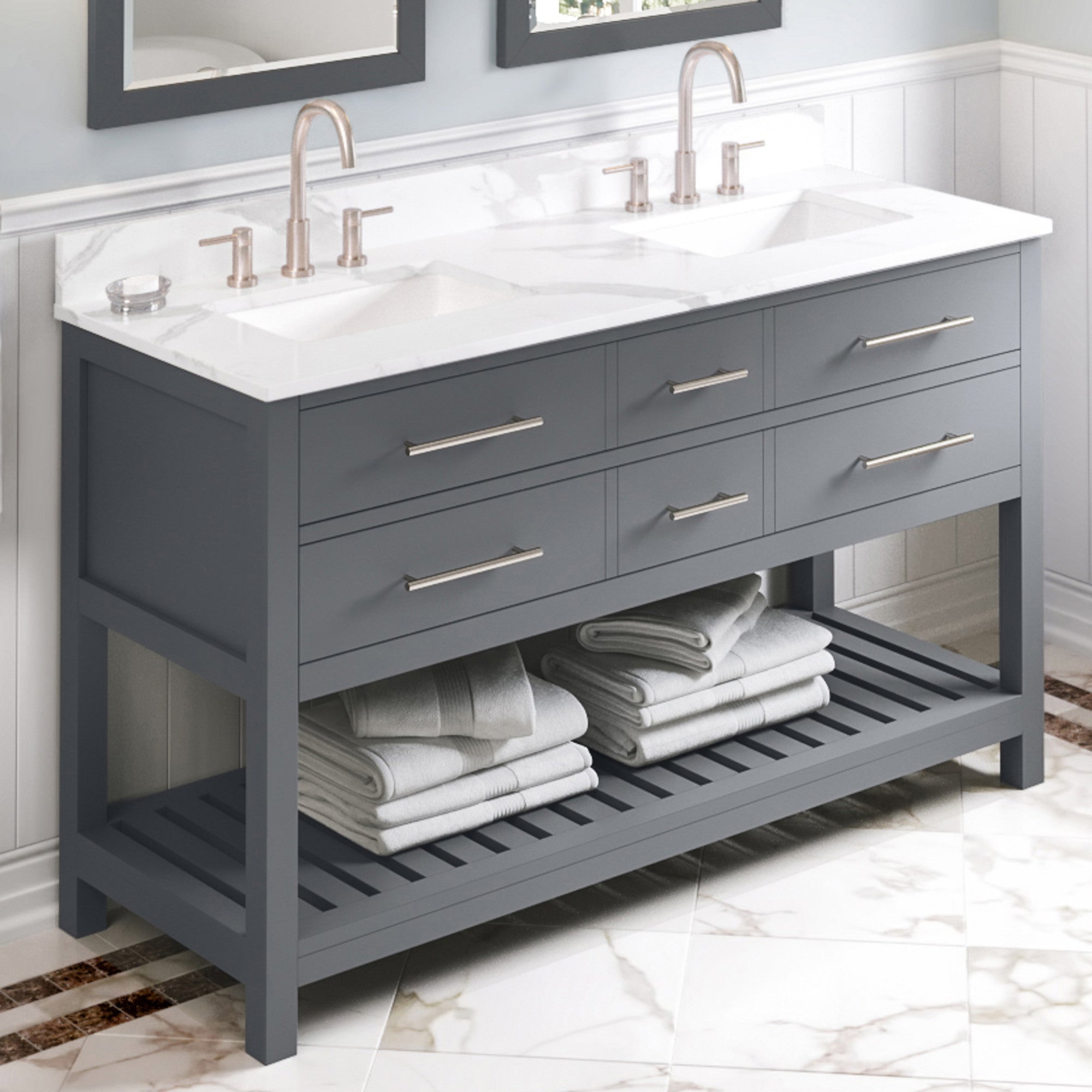 Jeffrey Alexander 60" Wavecrest Vanity Set