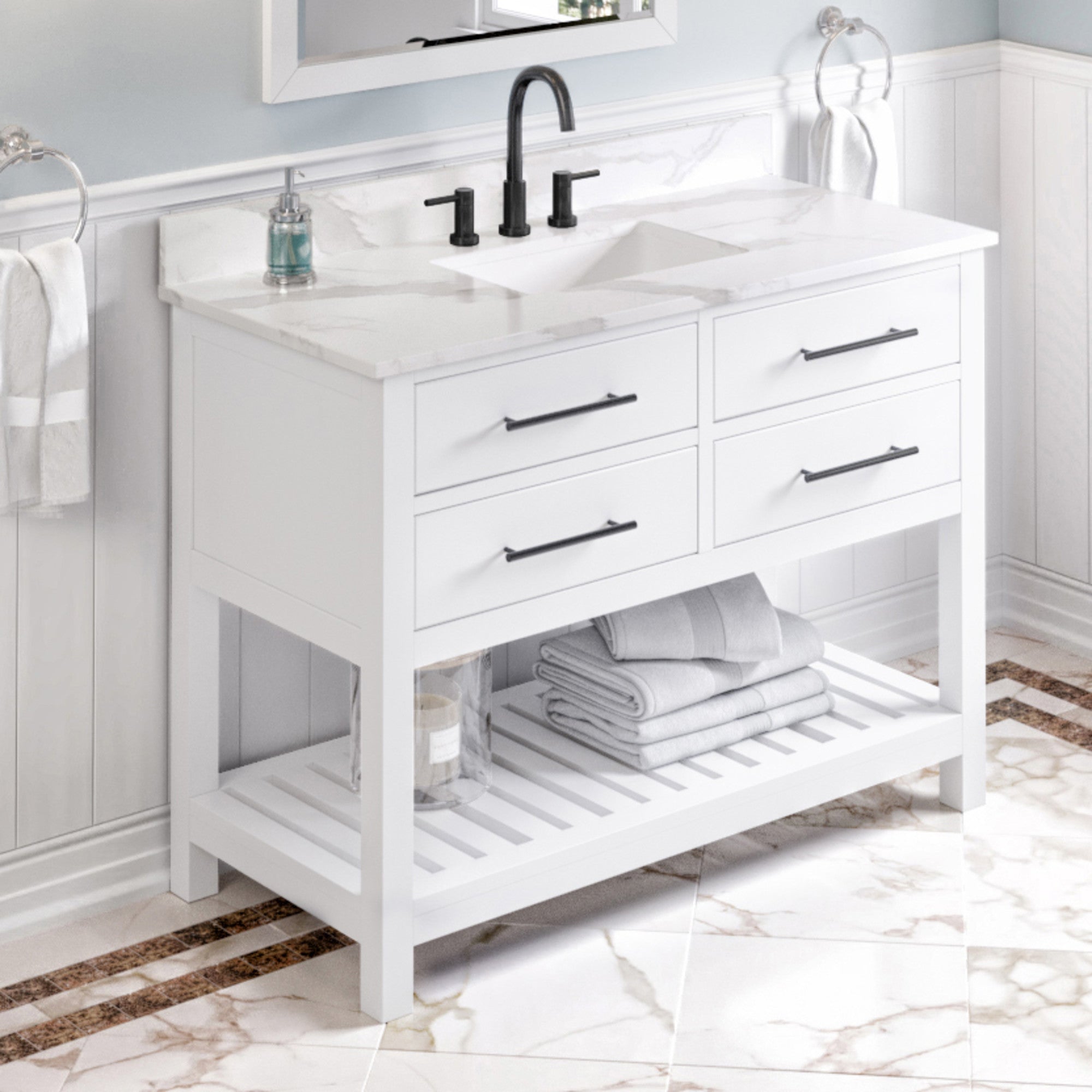 Jeffrey Alexander 48" Wavecrest Vanity Set