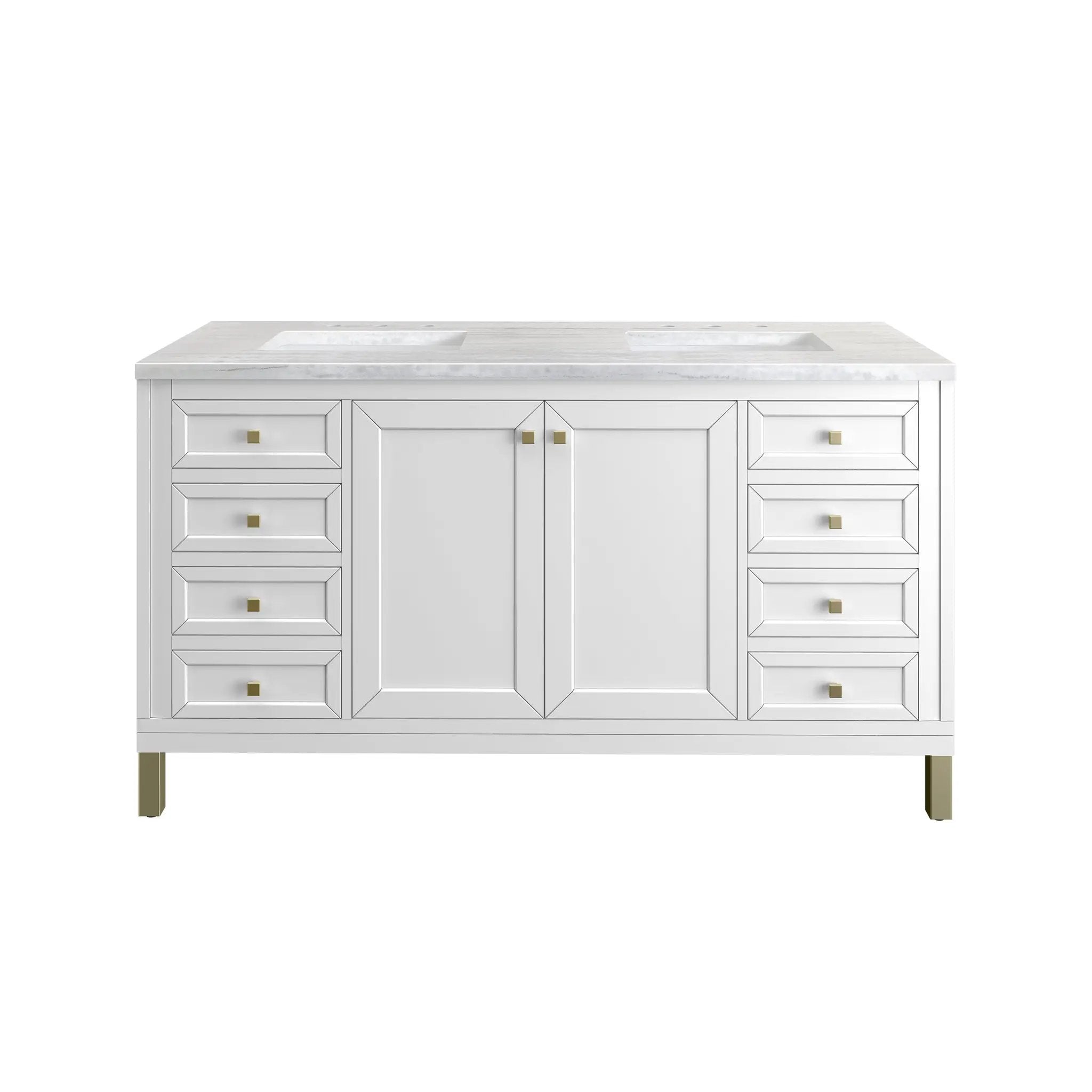 James Martin Chicago 60" Double Vanity Set - Glossy White by James Martin Vanities