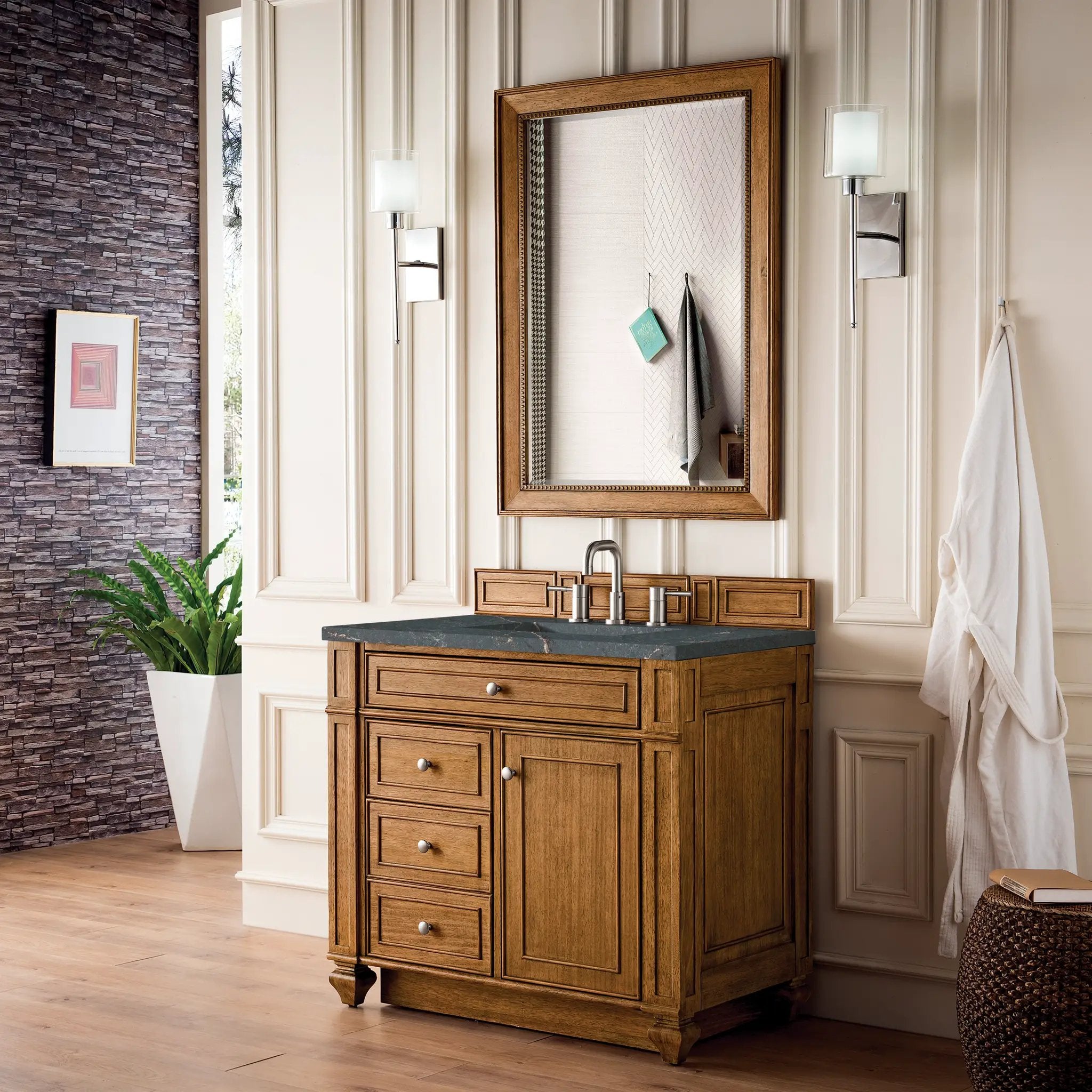 saddle brown vanity