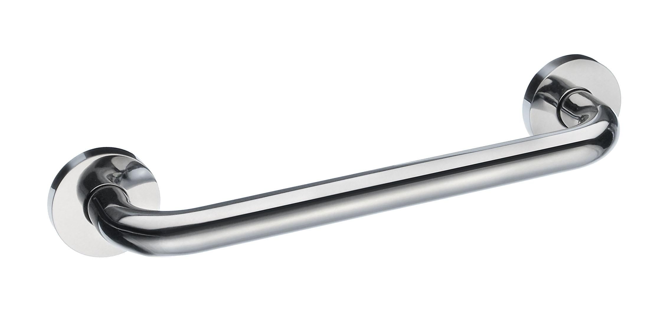 polished stainless steel grab bar