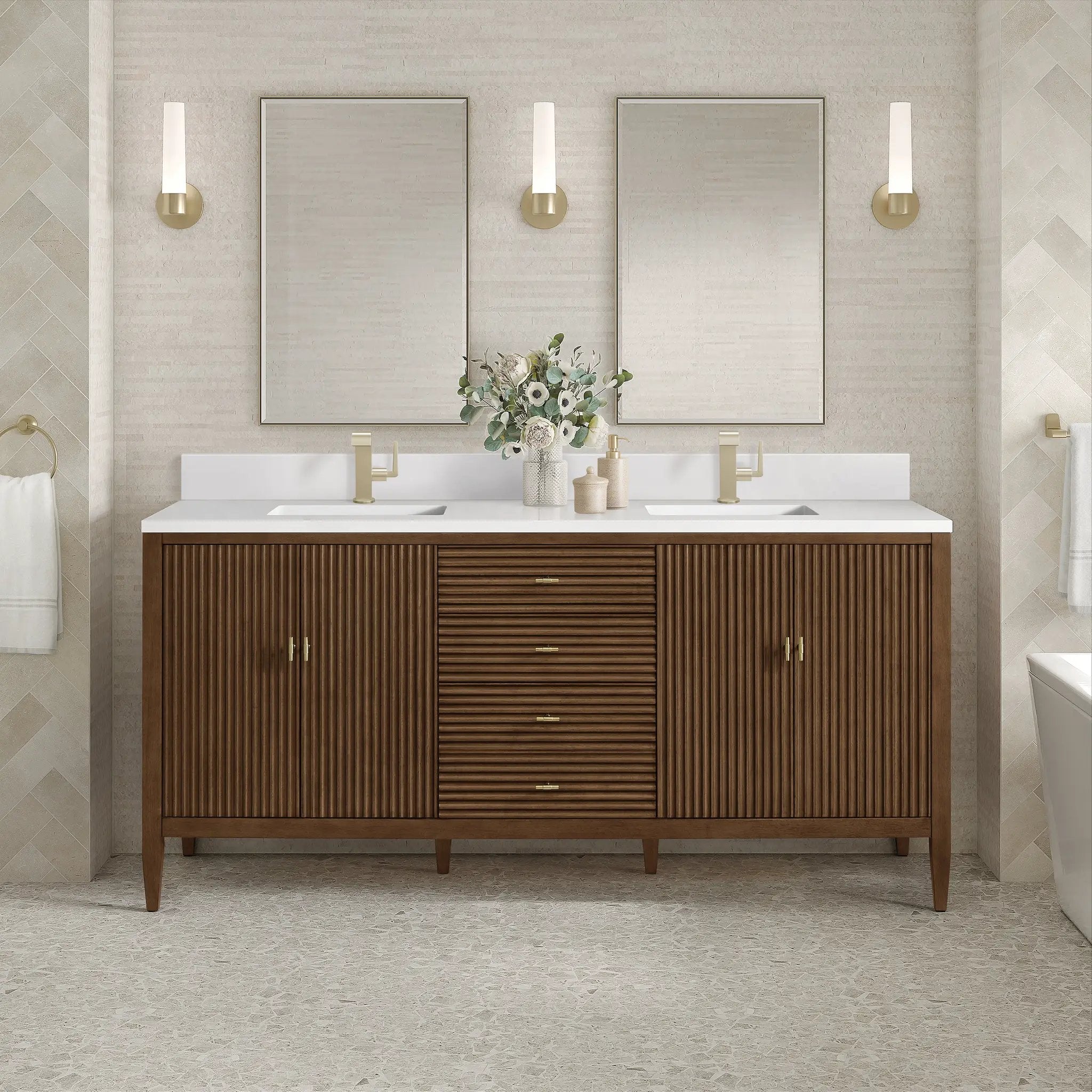 mid-century walnut vanity