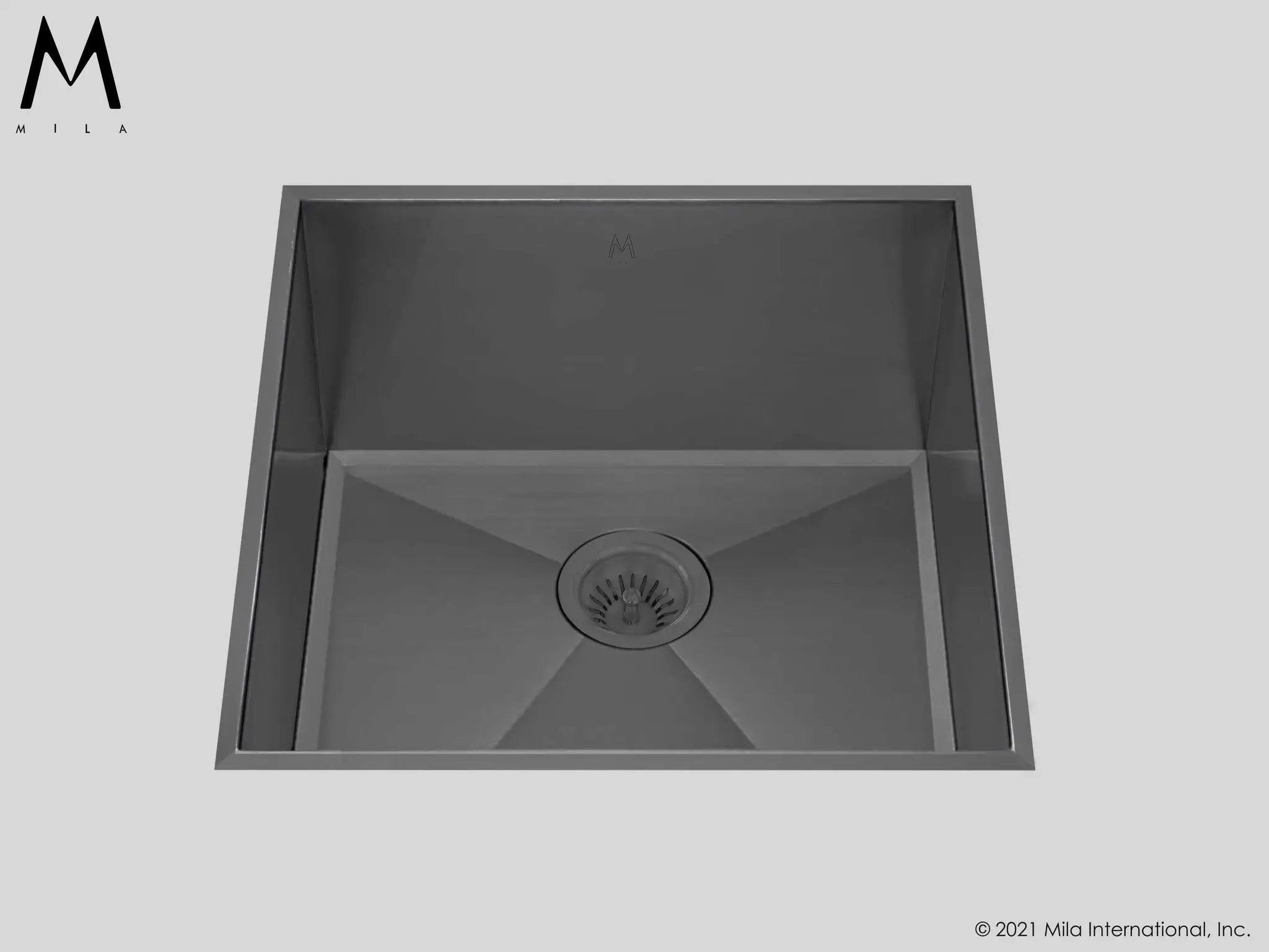 MILA LOUVRE Low Profile Single Bowl Flush-Mount 16 x 17.5 Kitchen Sink by Mila International