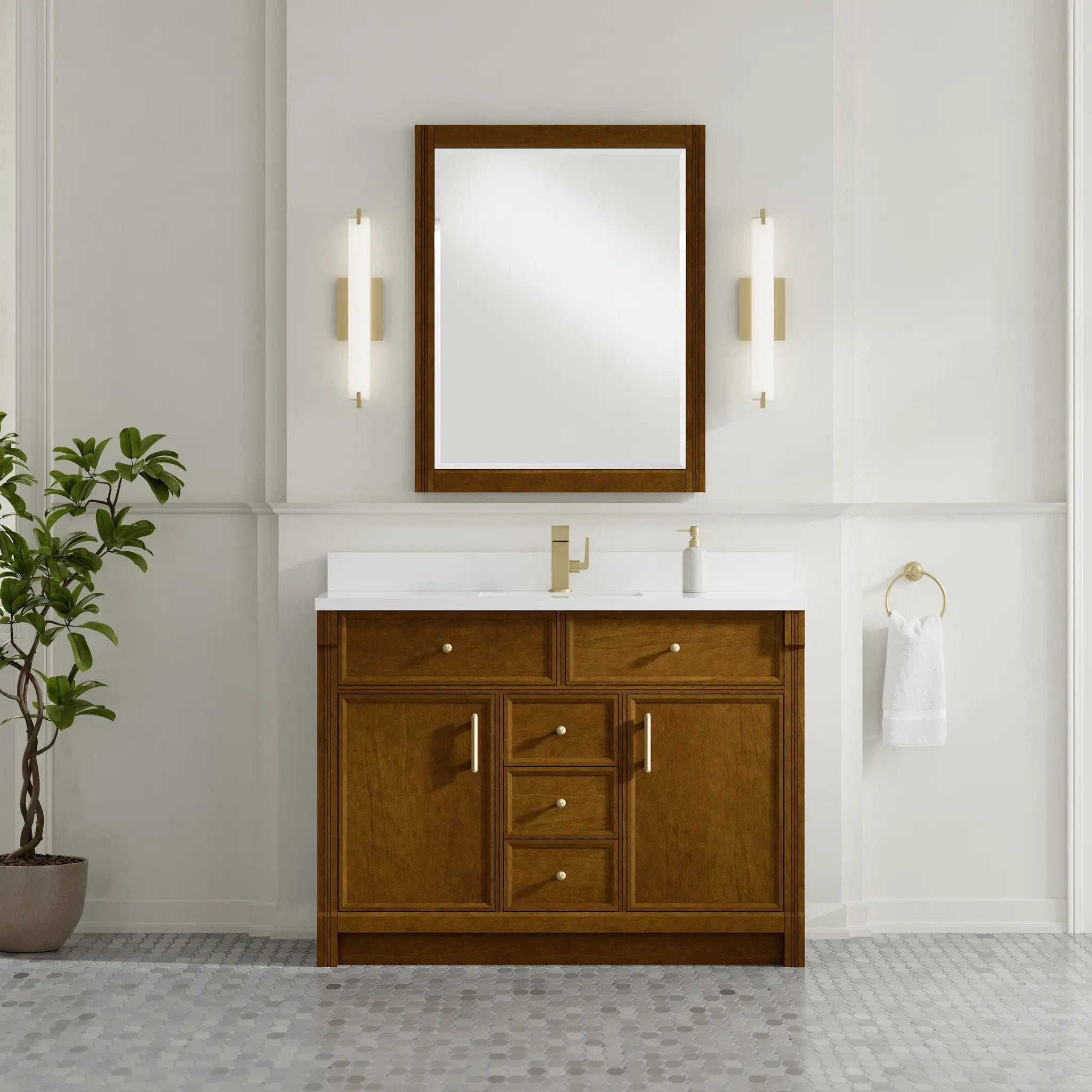 honey oak vanity